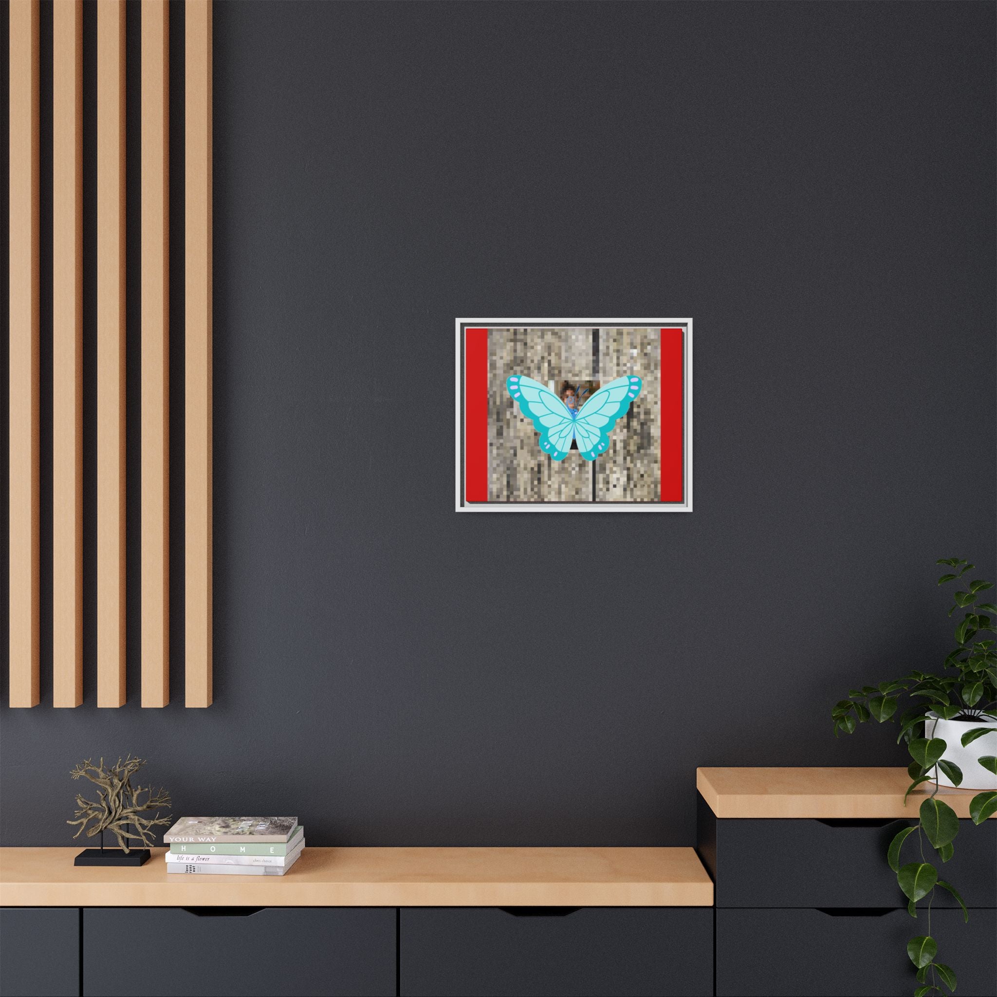 Blue Butterfly Framed Canvas