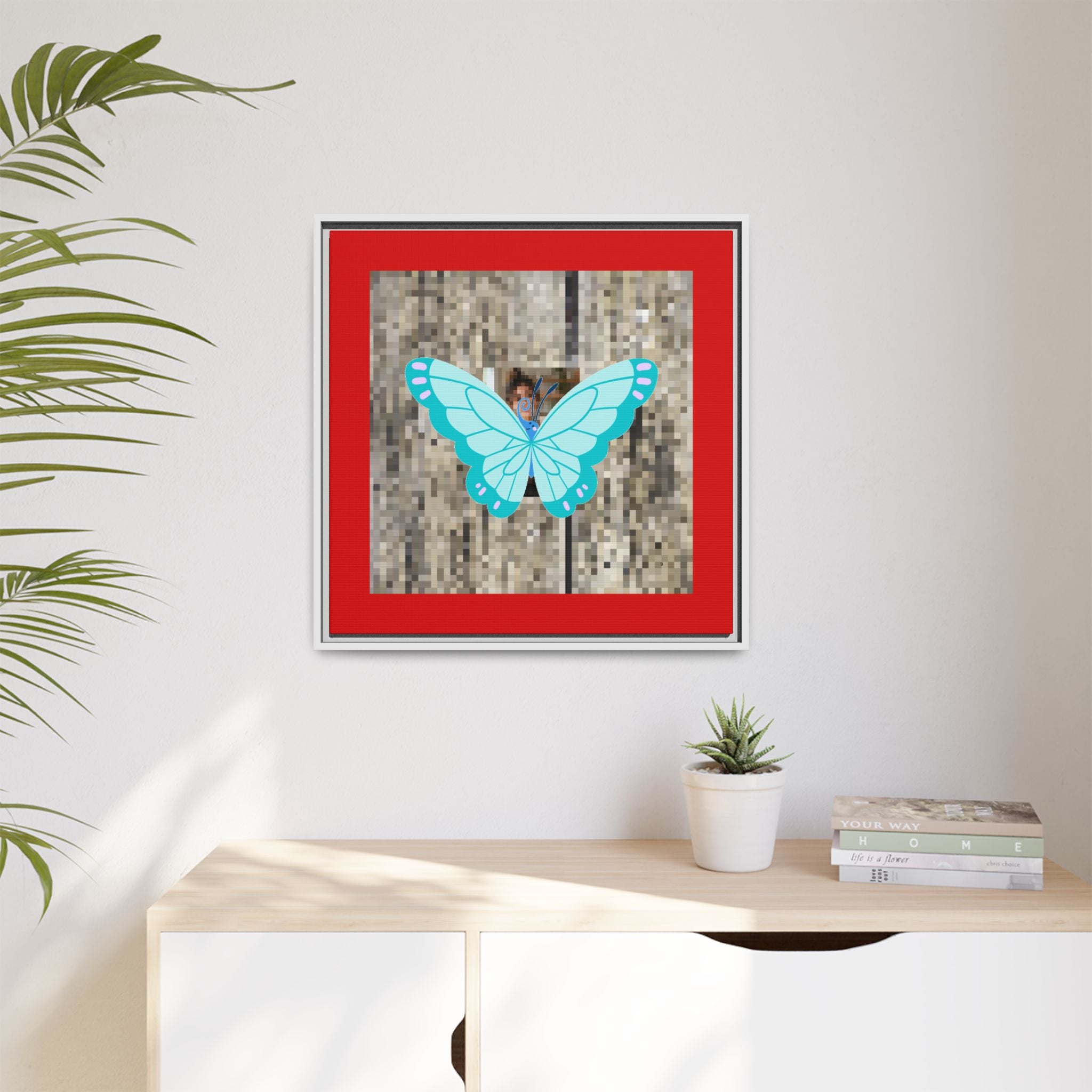 Blue Butterfly Framed Canvas