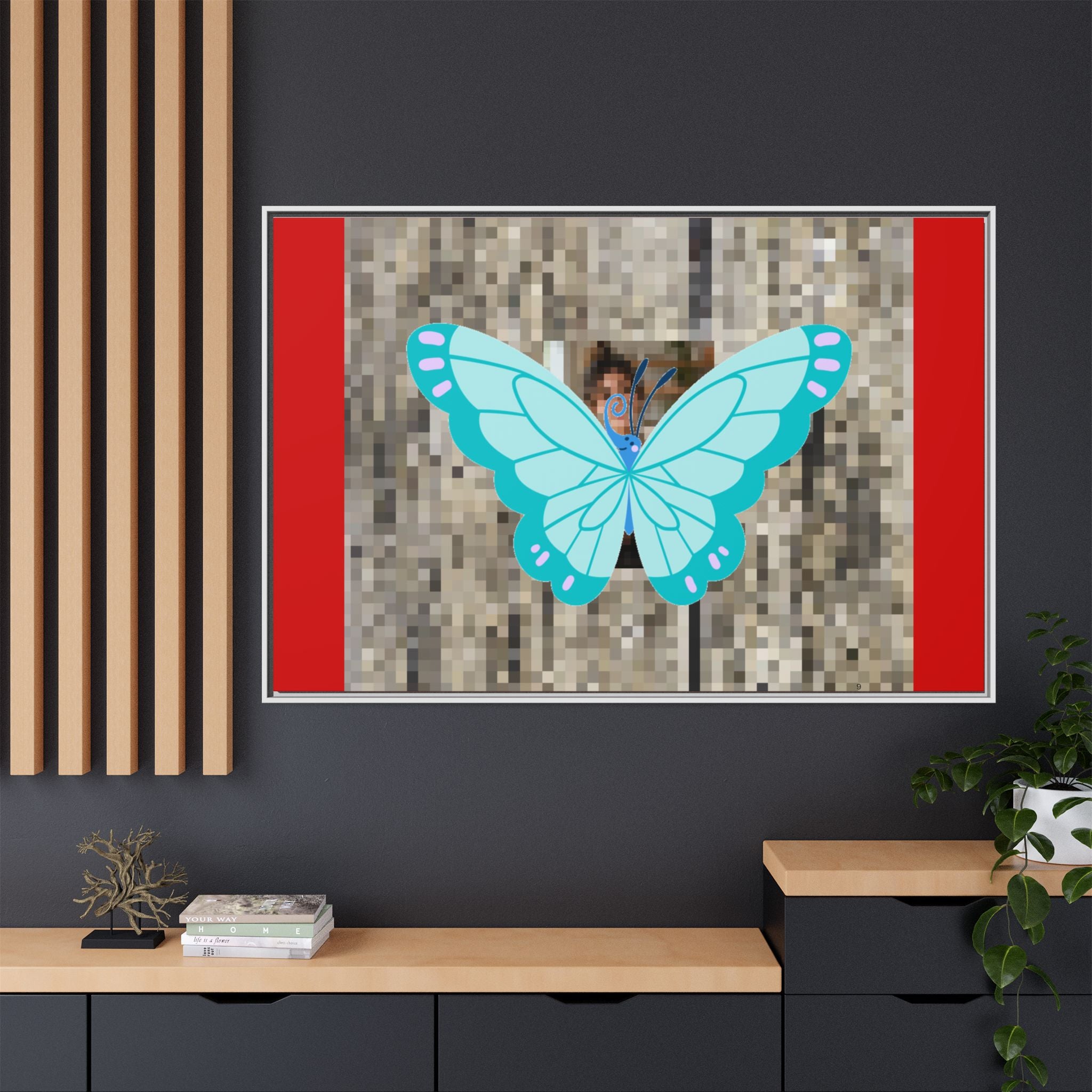 Blue Butterfly Framed Canvas
