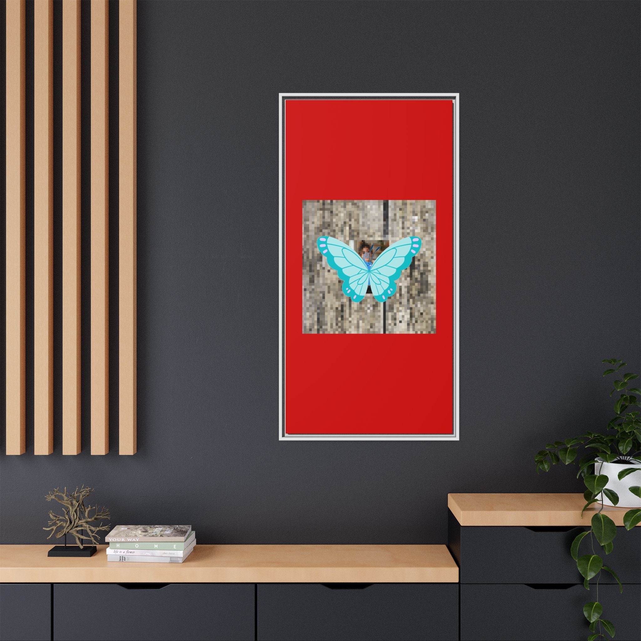 Blue Butterfly Framed Canvas