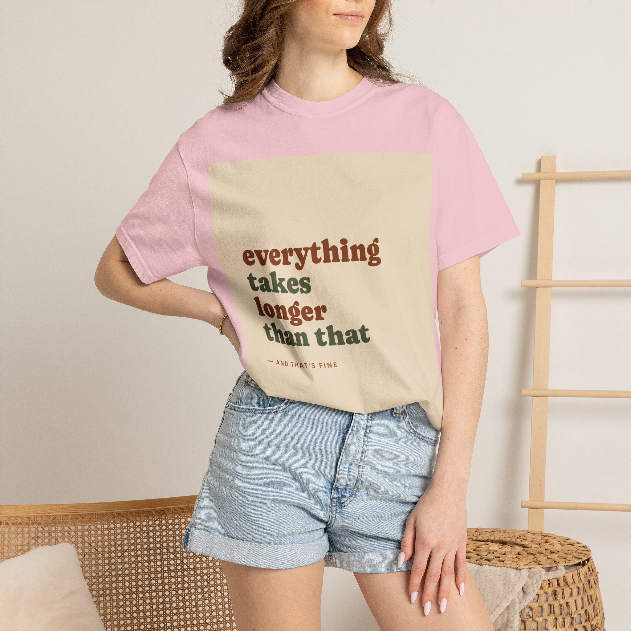 Everything Takes Longer Than That Tee — Relaxed Retro Quote T-Shirt