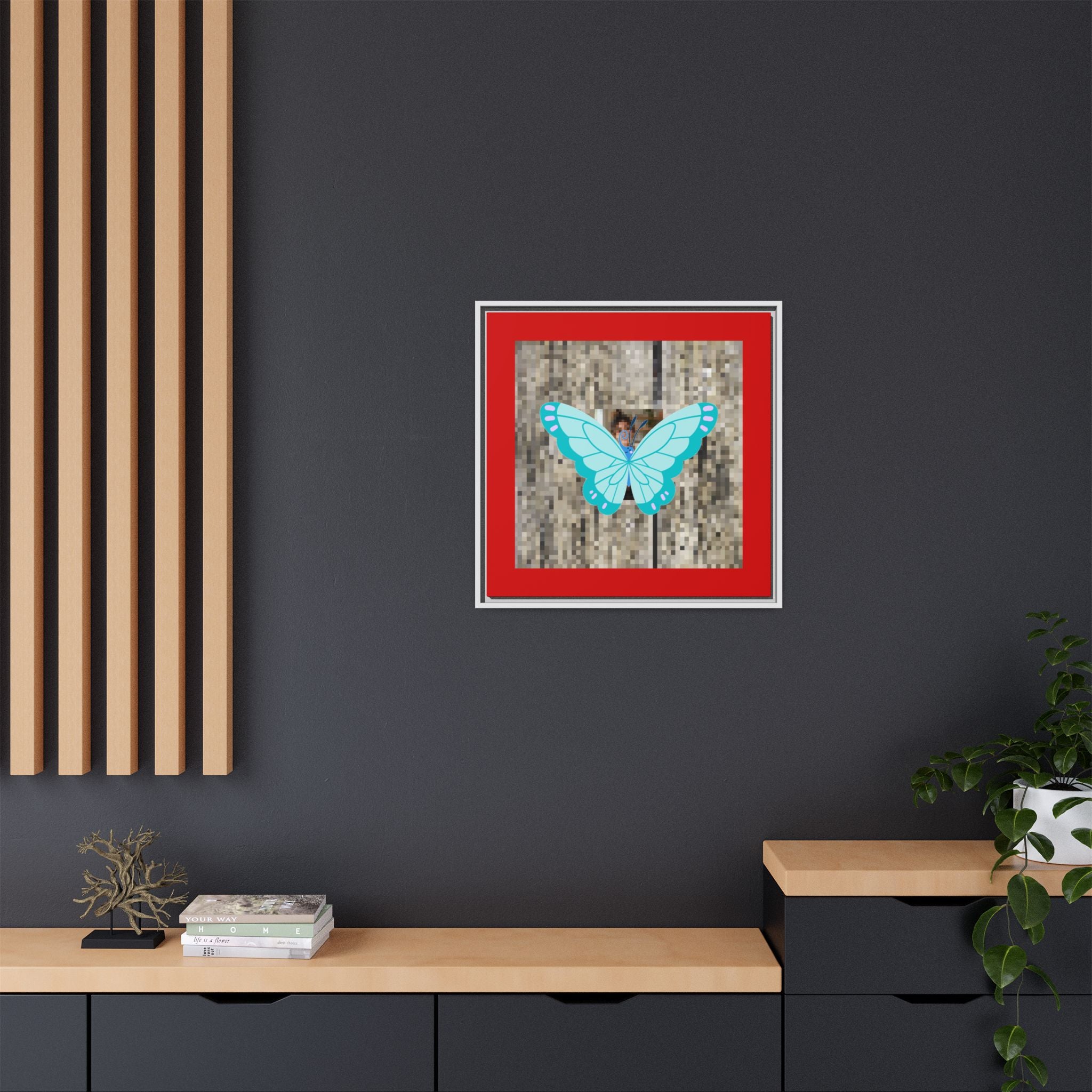 Blue Butterfly Framed Canvas