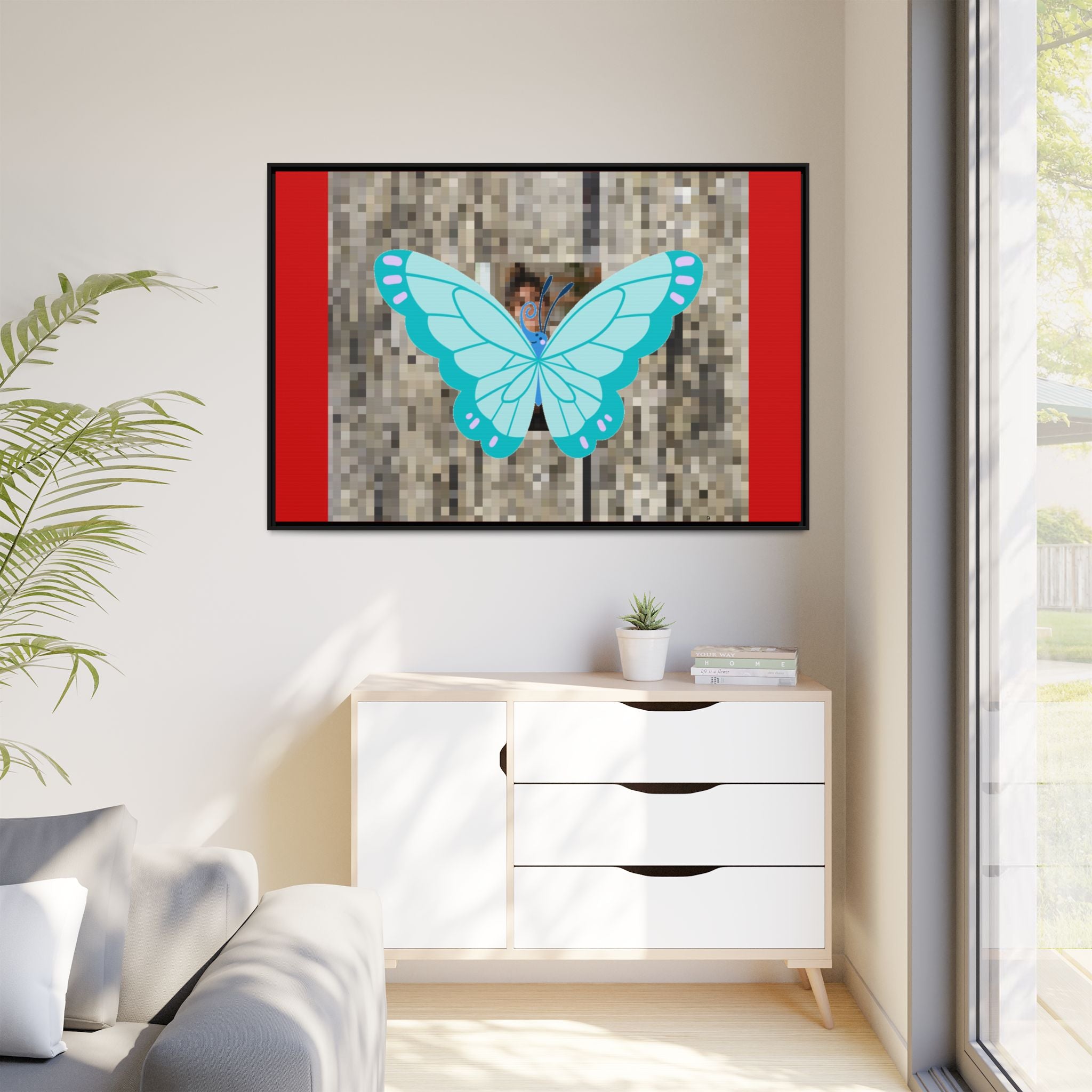 Blue Butterfly Framed Canvas