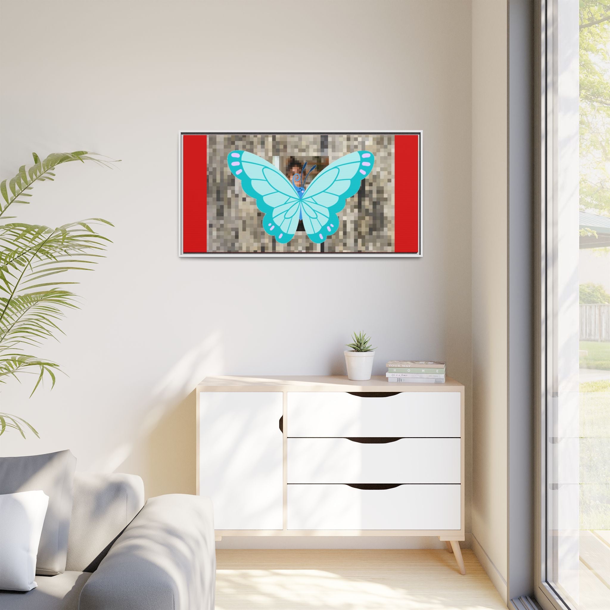 Blue Butterfly Framed Canvas