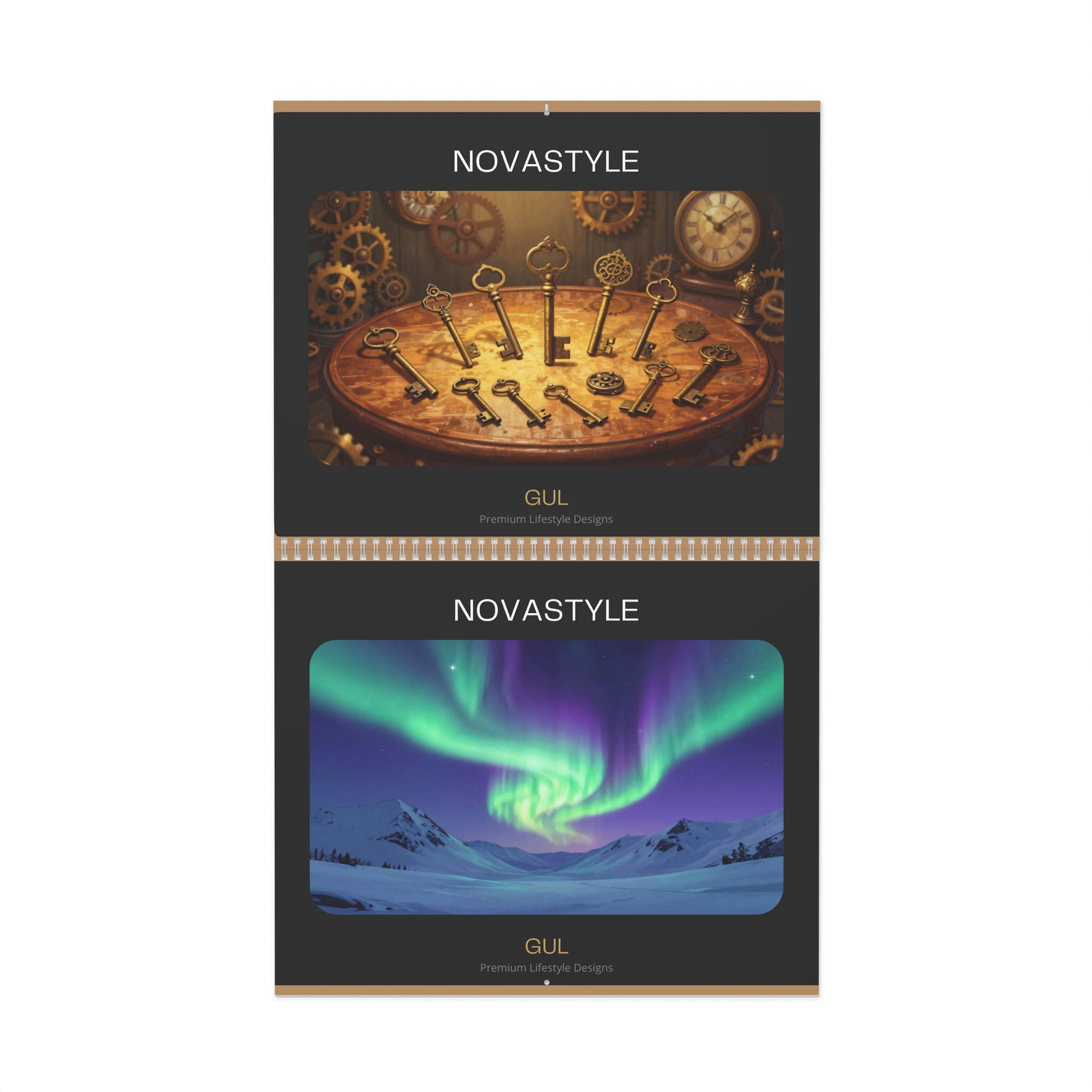 Mandala & Nature Wall Calendar β 12βMonth Artistic Spiral Calendar with Kaleidoscope Art, Aurora & Vintage Keys