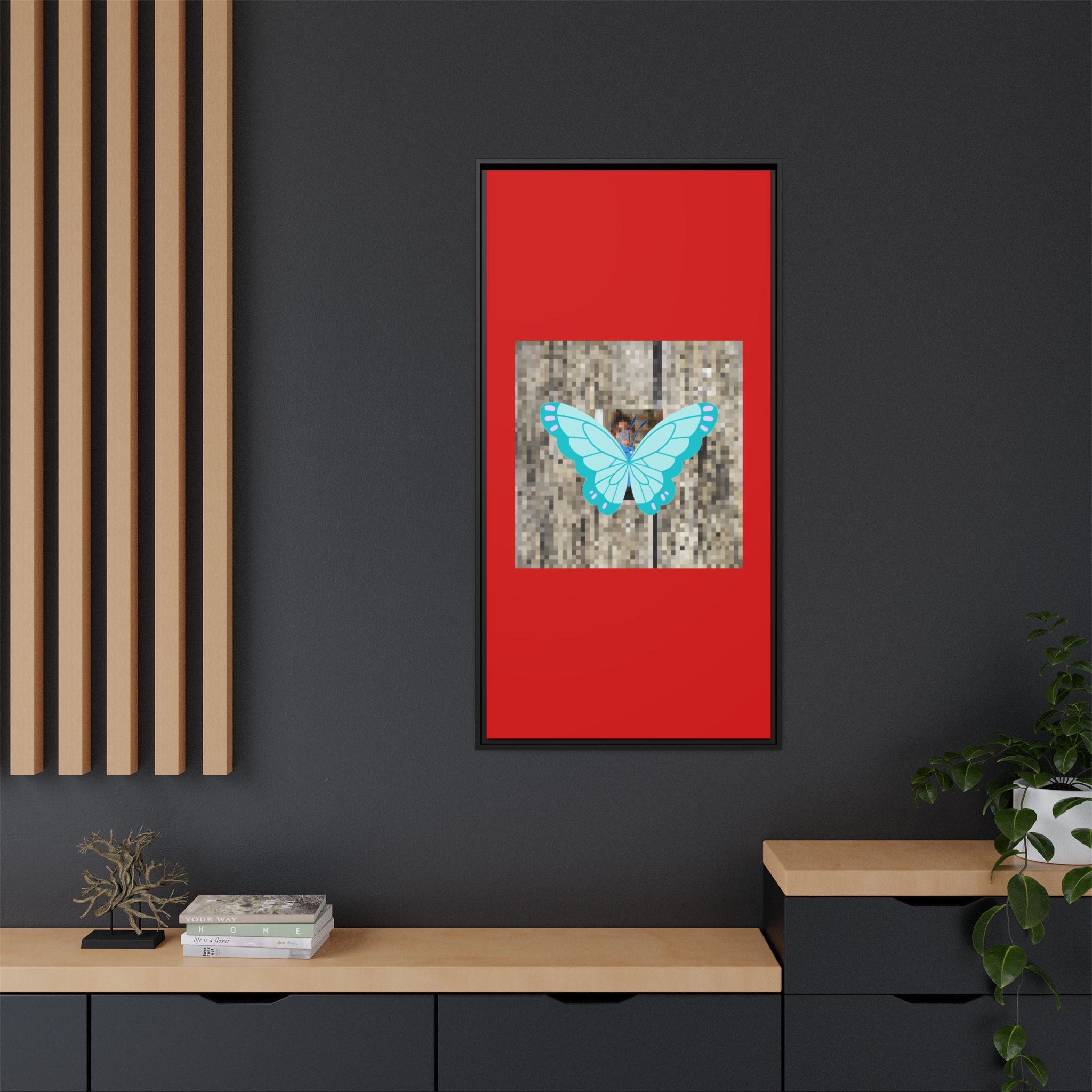 Blue Butterfly Framed Canvas