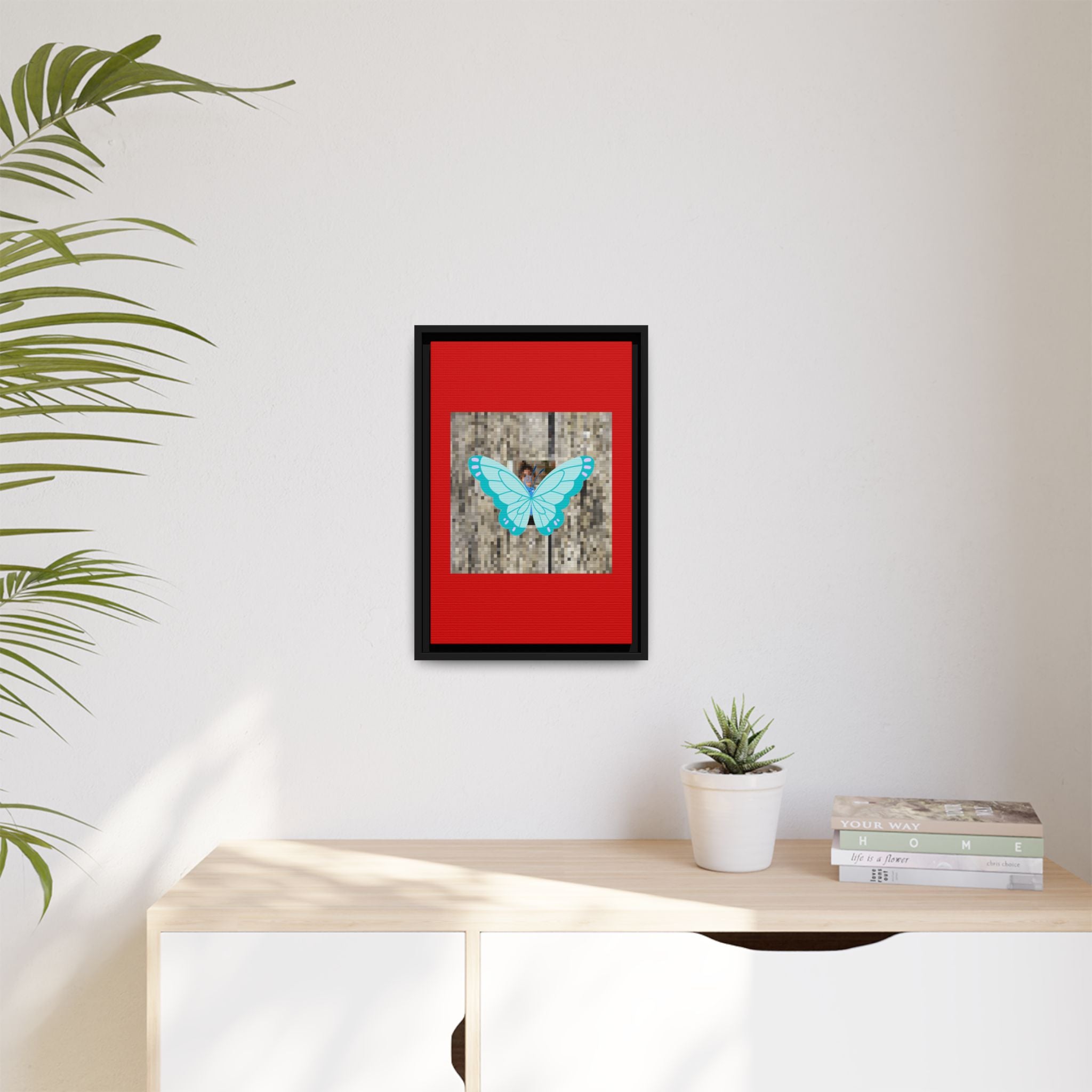 Blue Butterfly Framed Canvas