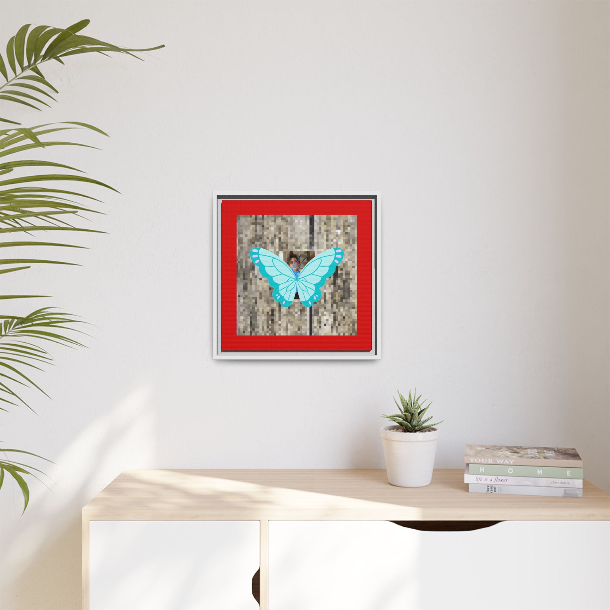 Blue Butterfly Framed Canvas