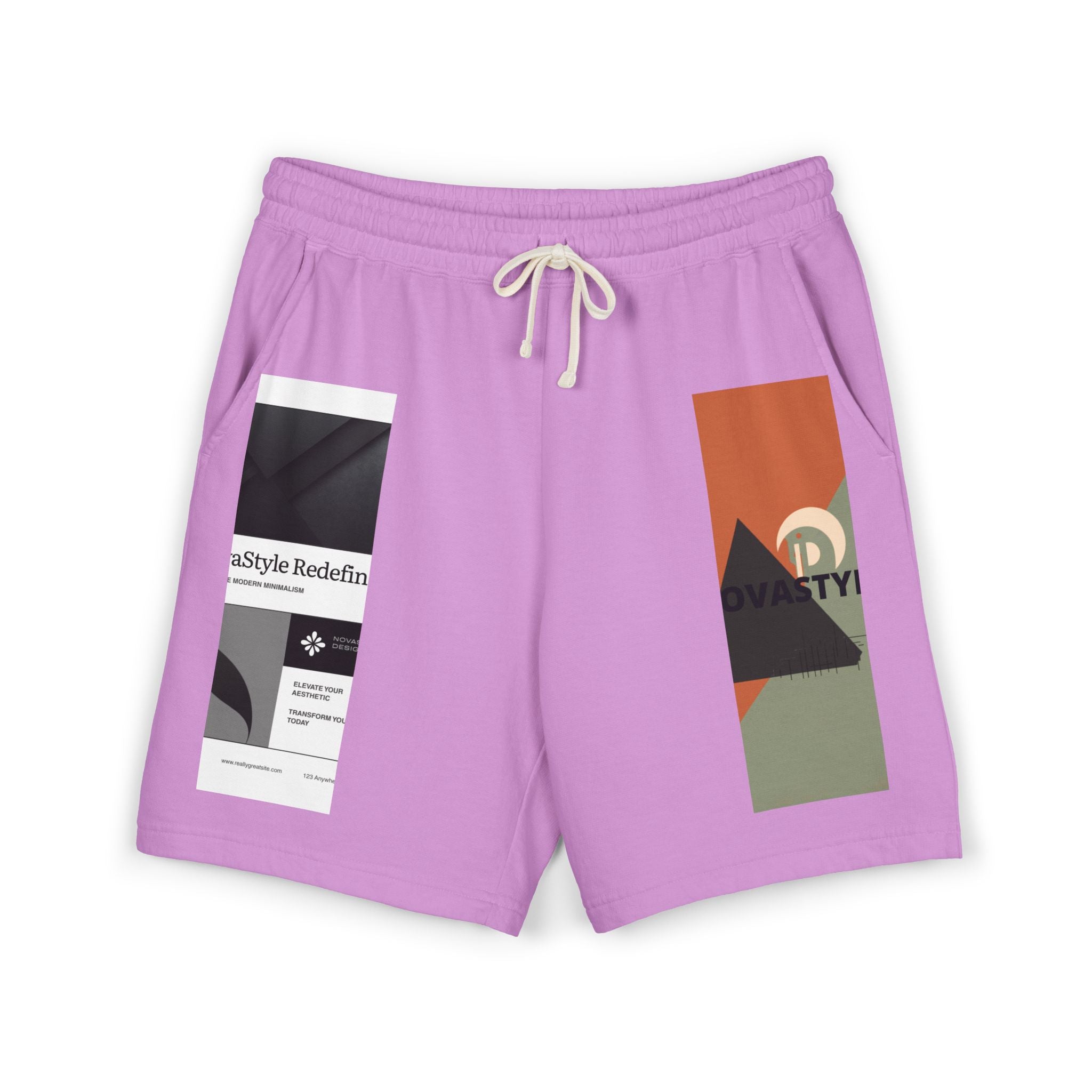Graphic Fleece Sweat Shorts β Minimal Abstract Panel Design