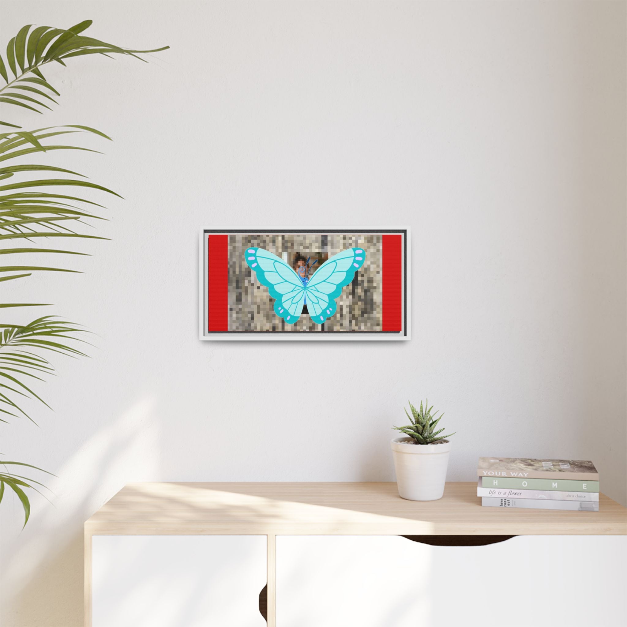 Blue Butterfly Framed Canvas