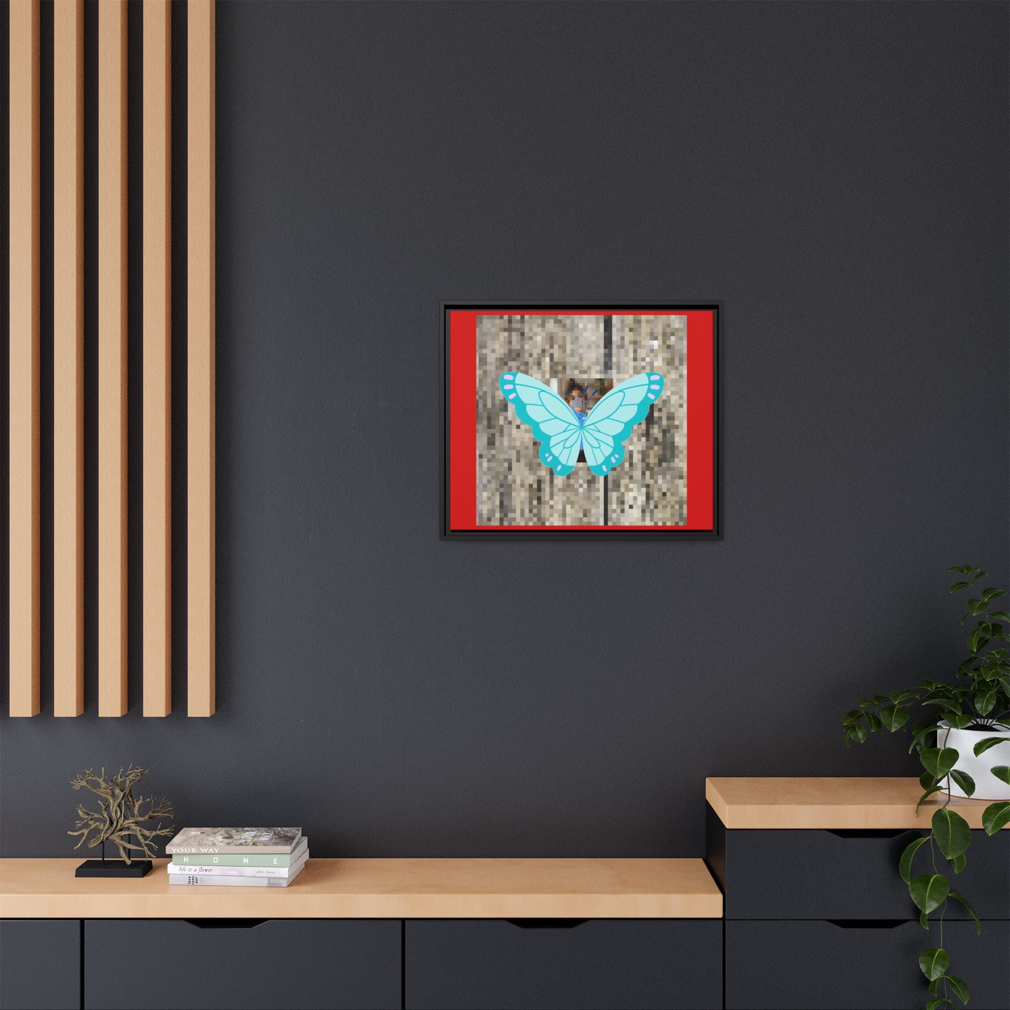 Blue Butterfly Framed Canvas