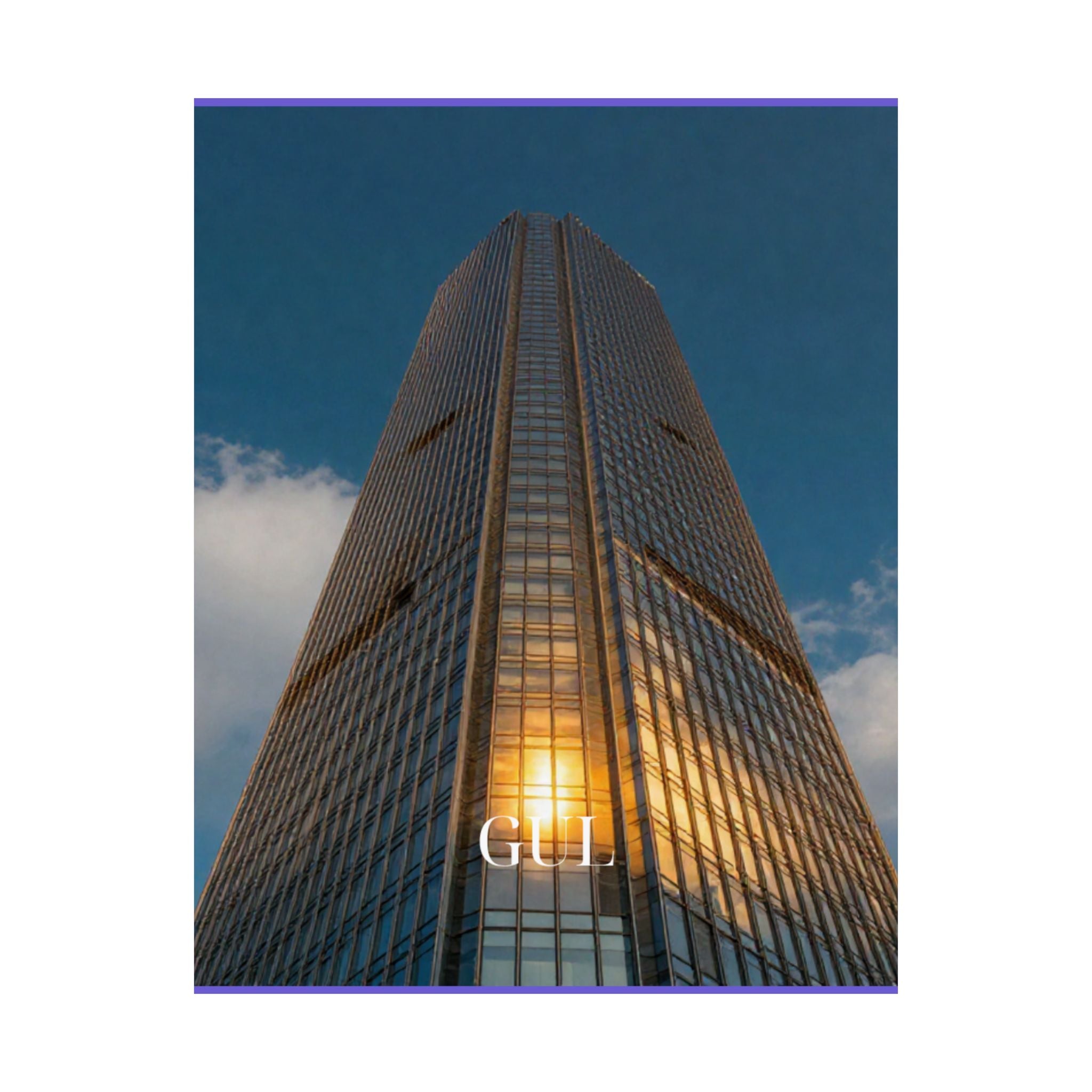 Skyscraper Sunset Matte Vertical Poster β Modern Architectural Wall Art ("GLL" Accent)