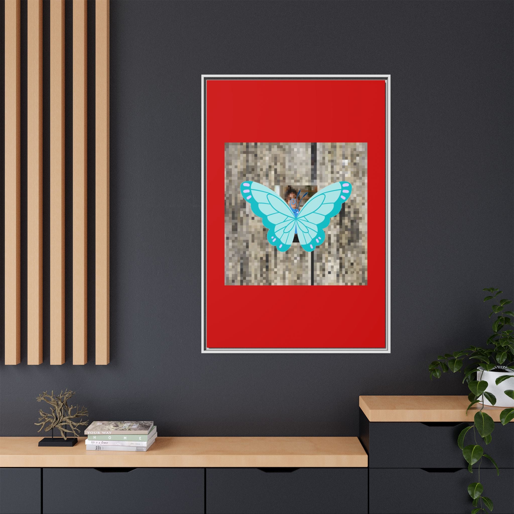 Blue Butterfly Framed Canvas