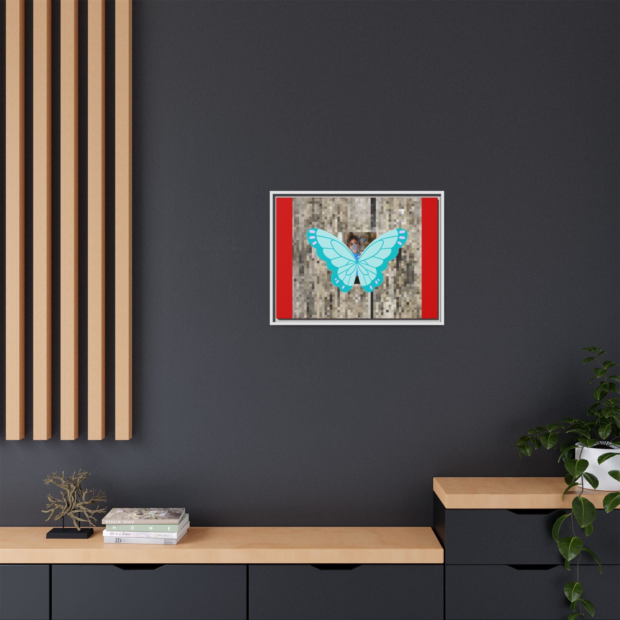 Blue Butterfly Framed Canvas