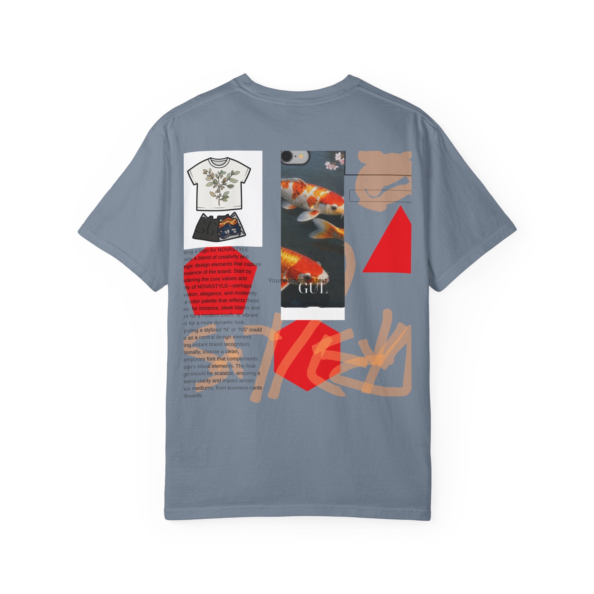 Graphic T-Shirt — Playful Koi & Vase Collage Tee (OVASTYLE Brand)