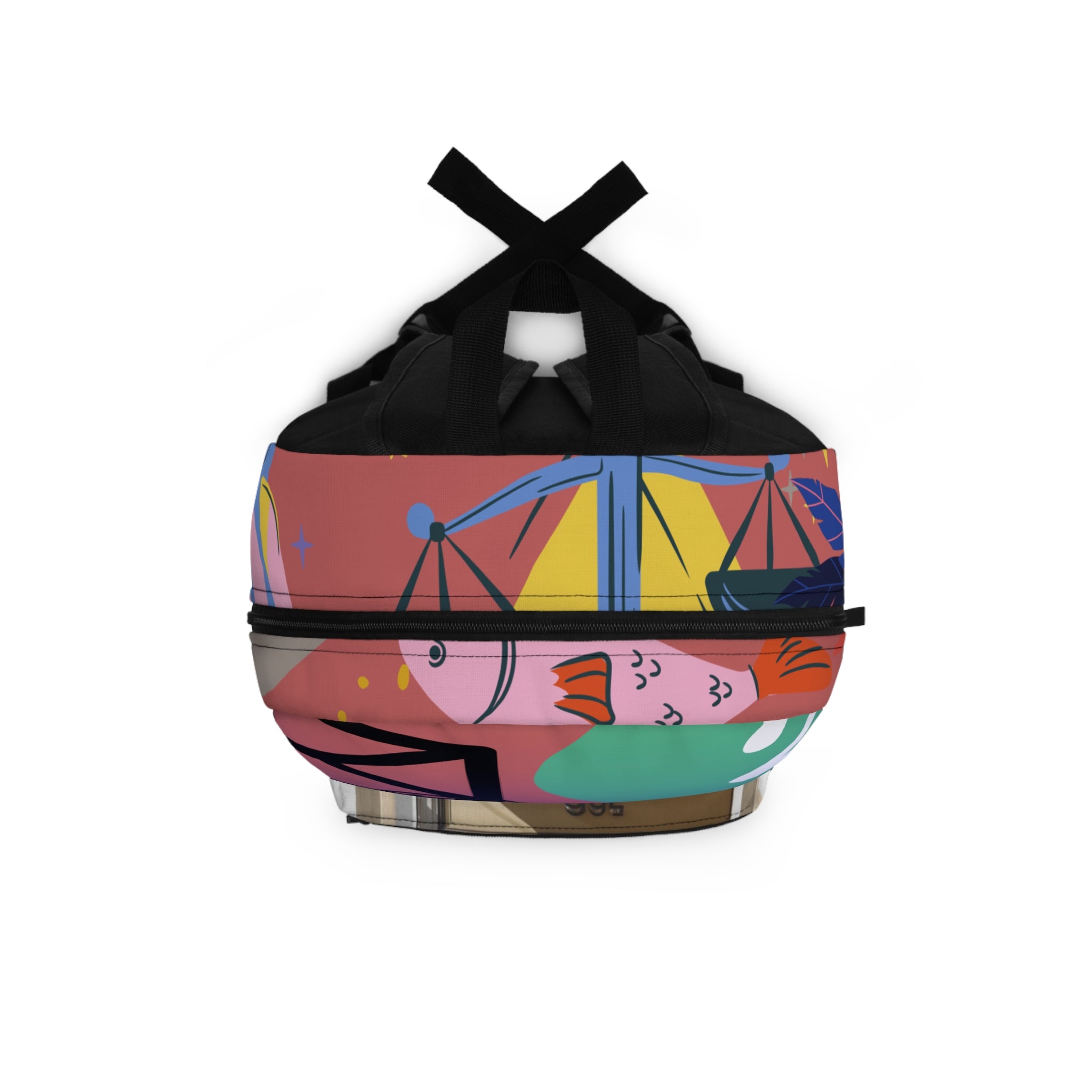 Retro Pop Art Smiley Backpack — Colorful Feminine Graphic School Bag