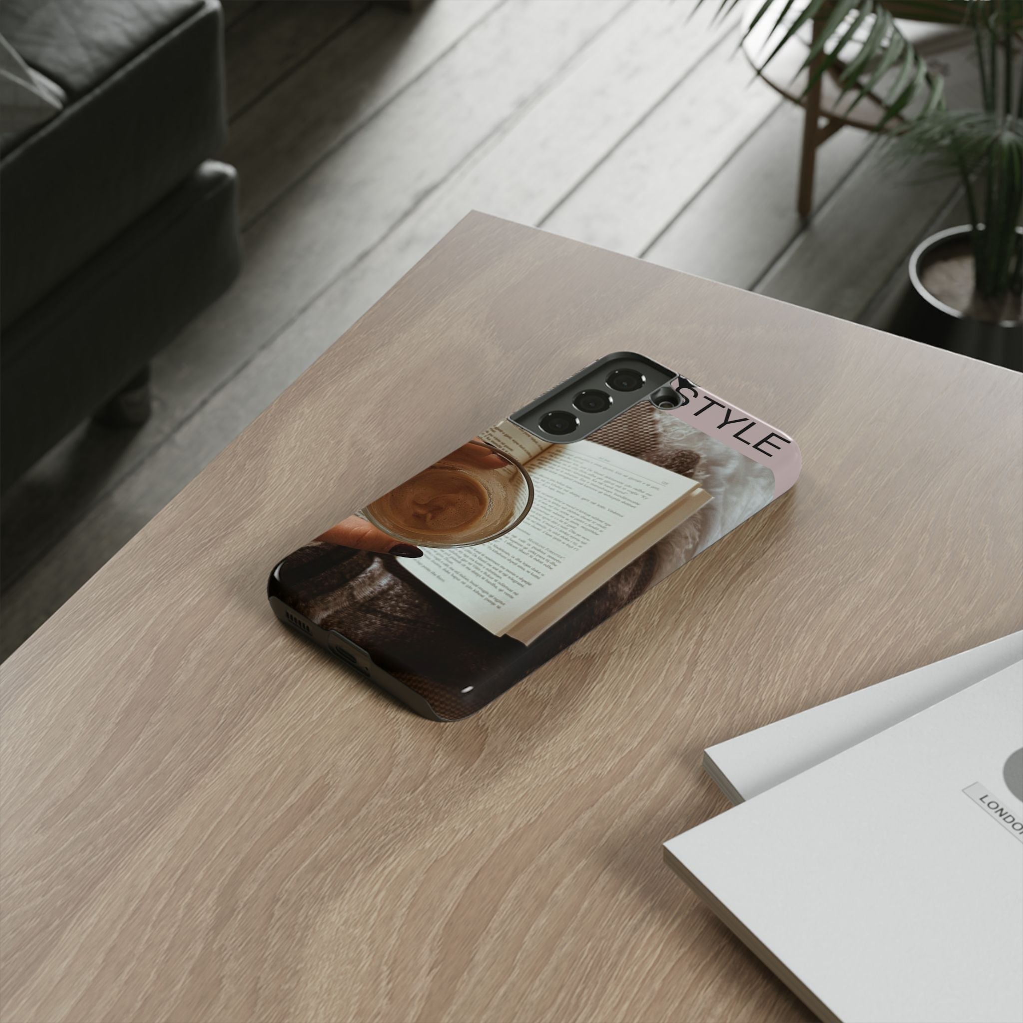 Cozy Reading Phone Case — Coffee & Book Protective Cover