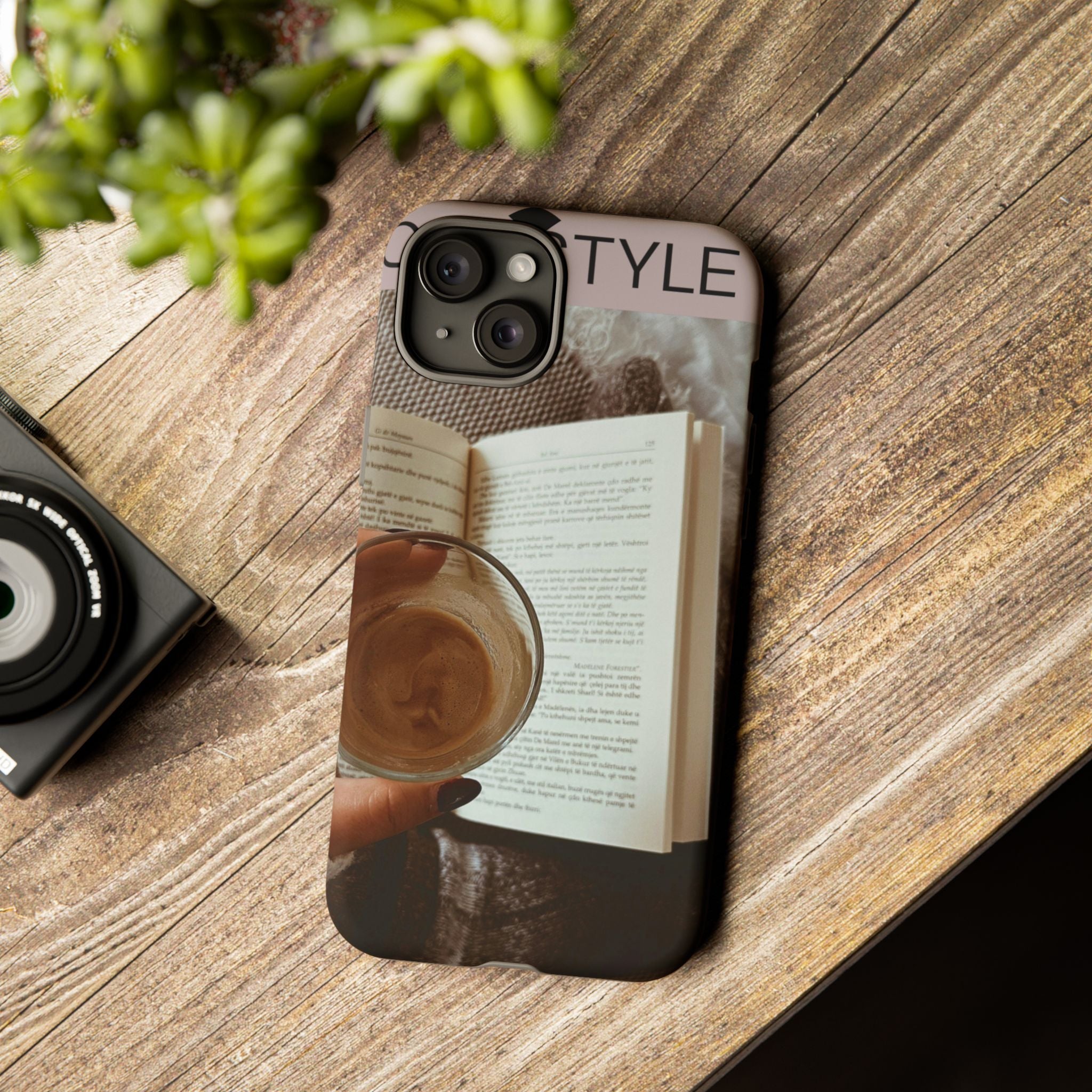Cozy Reading Phone Case — Coffee & Book Protective Cover