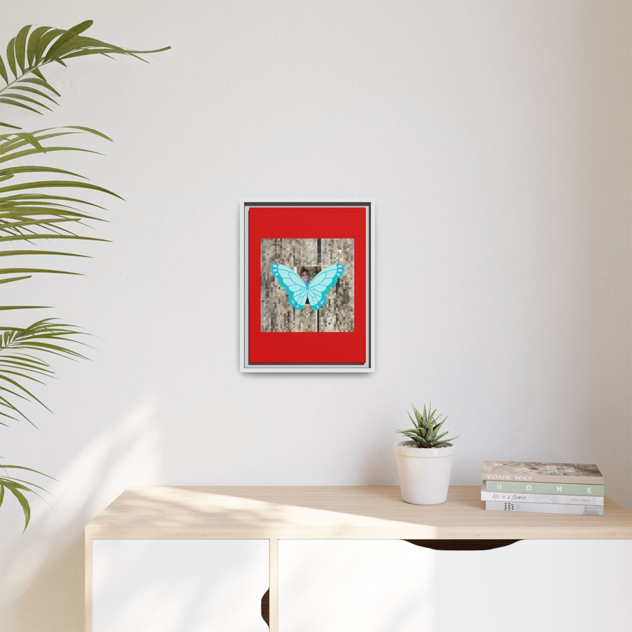 Blue Butterfly Framed Canvas