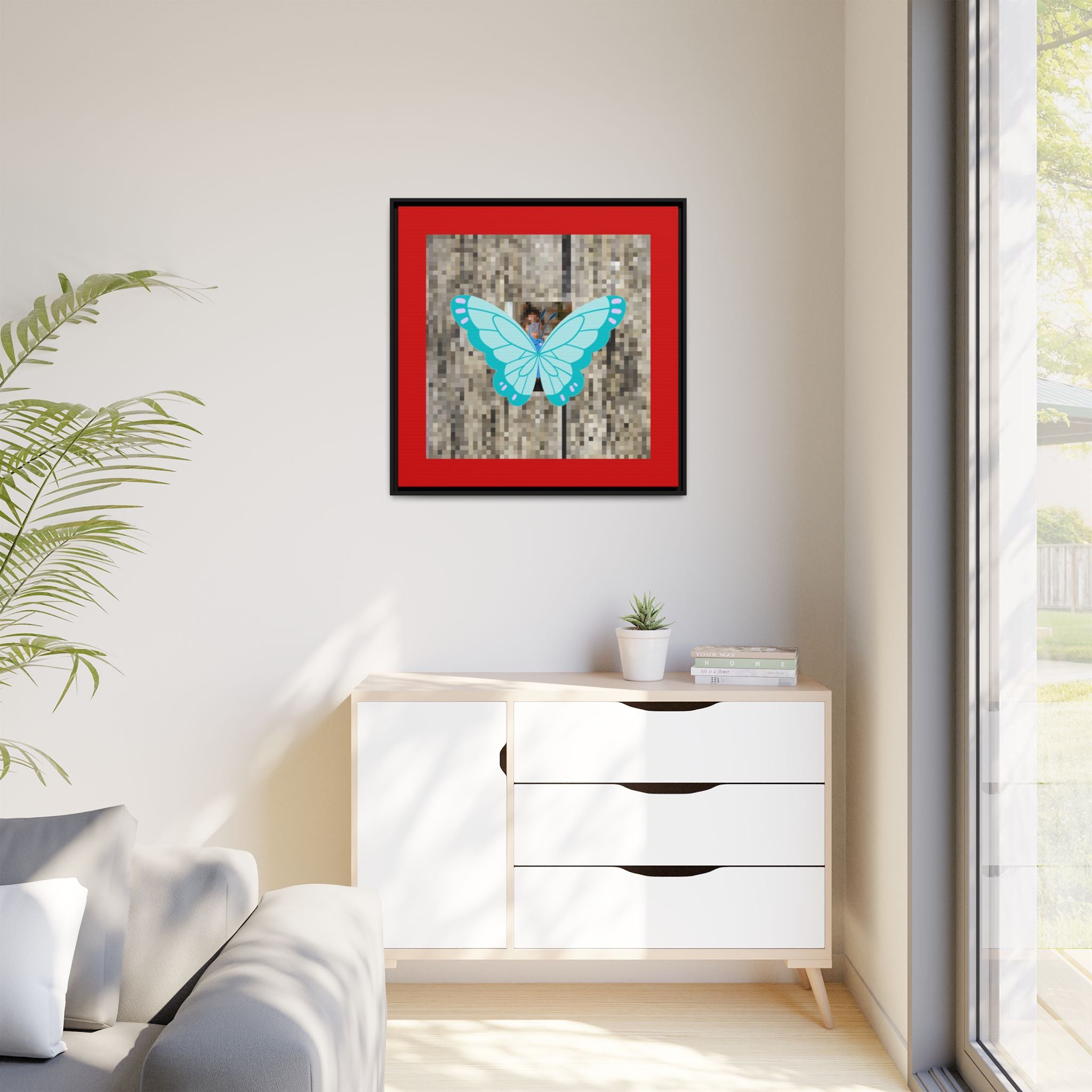 Blue Butterfly Framed Canvas
