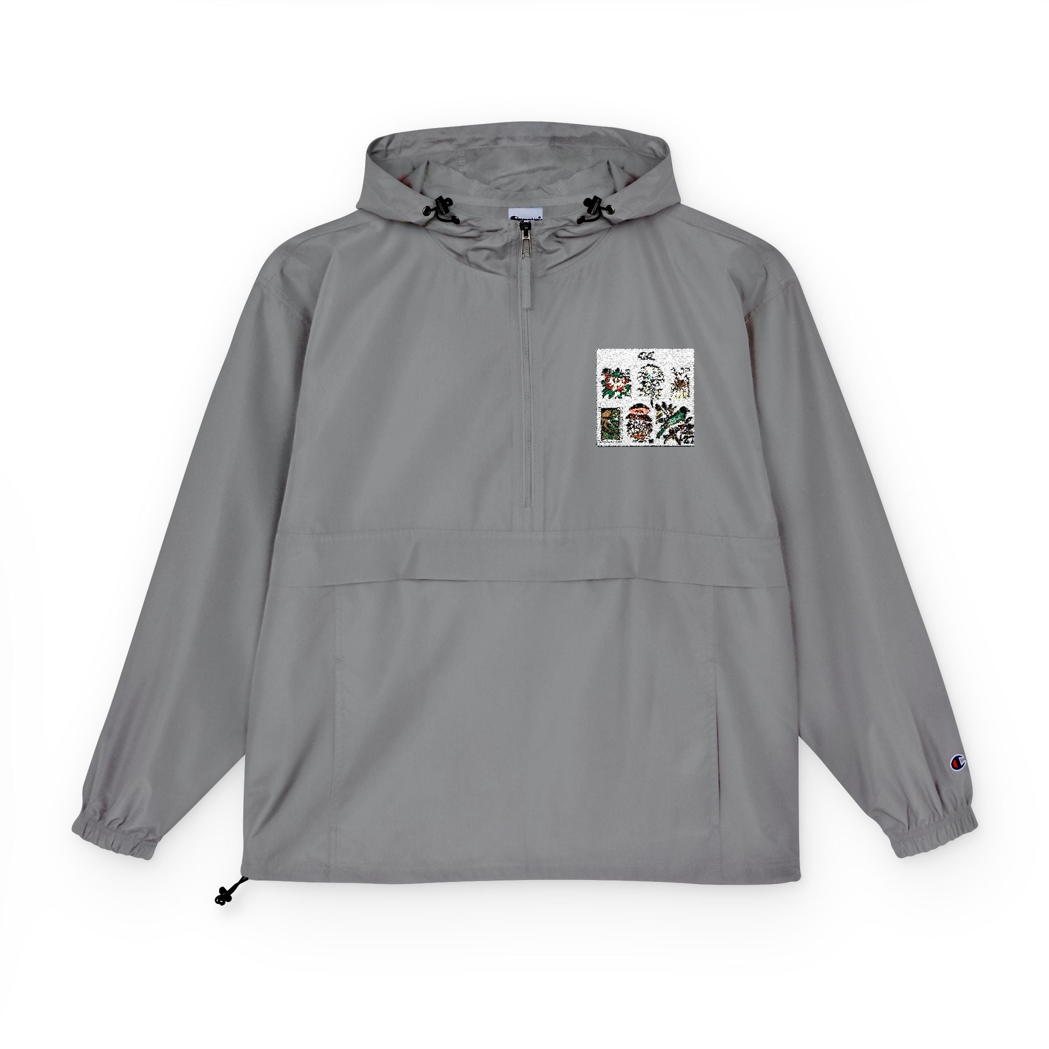 Orange Packable Anorak Jacket with Floral Chest Patch