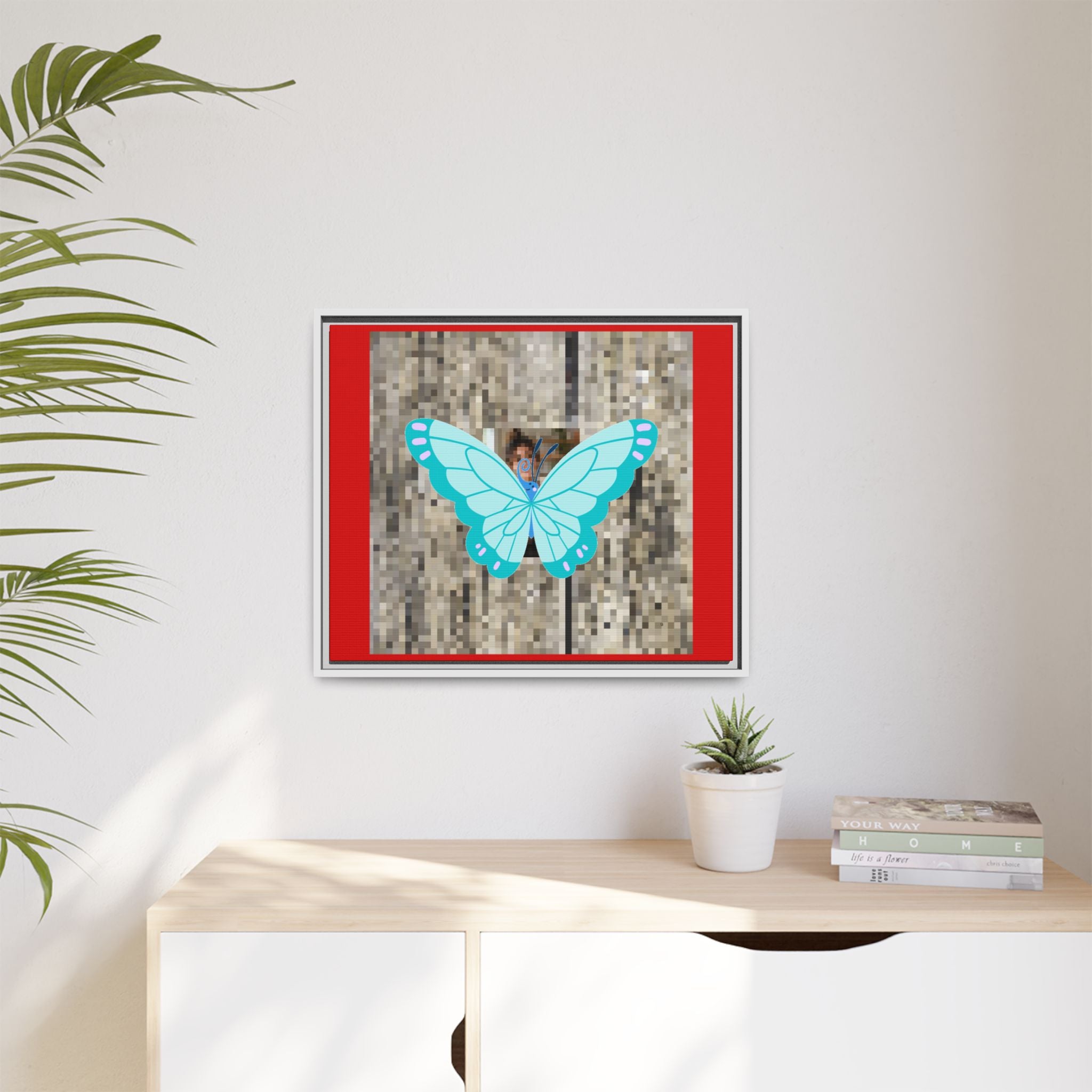 Blue Butterfly Framed Canvas