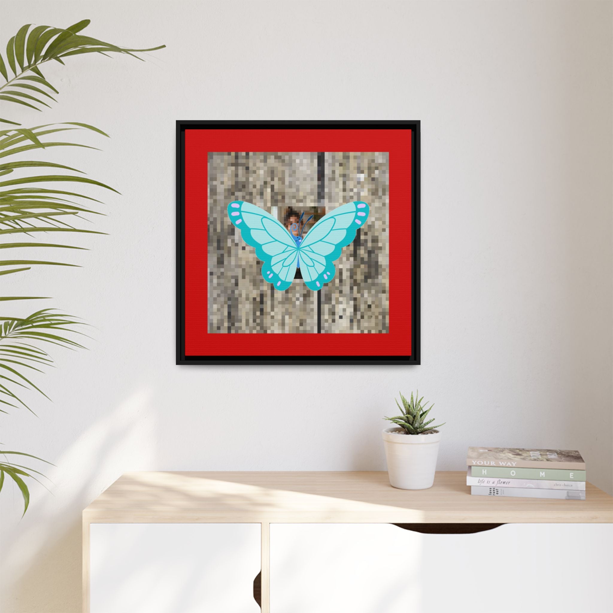 Blue Butterfly Framed Canvas