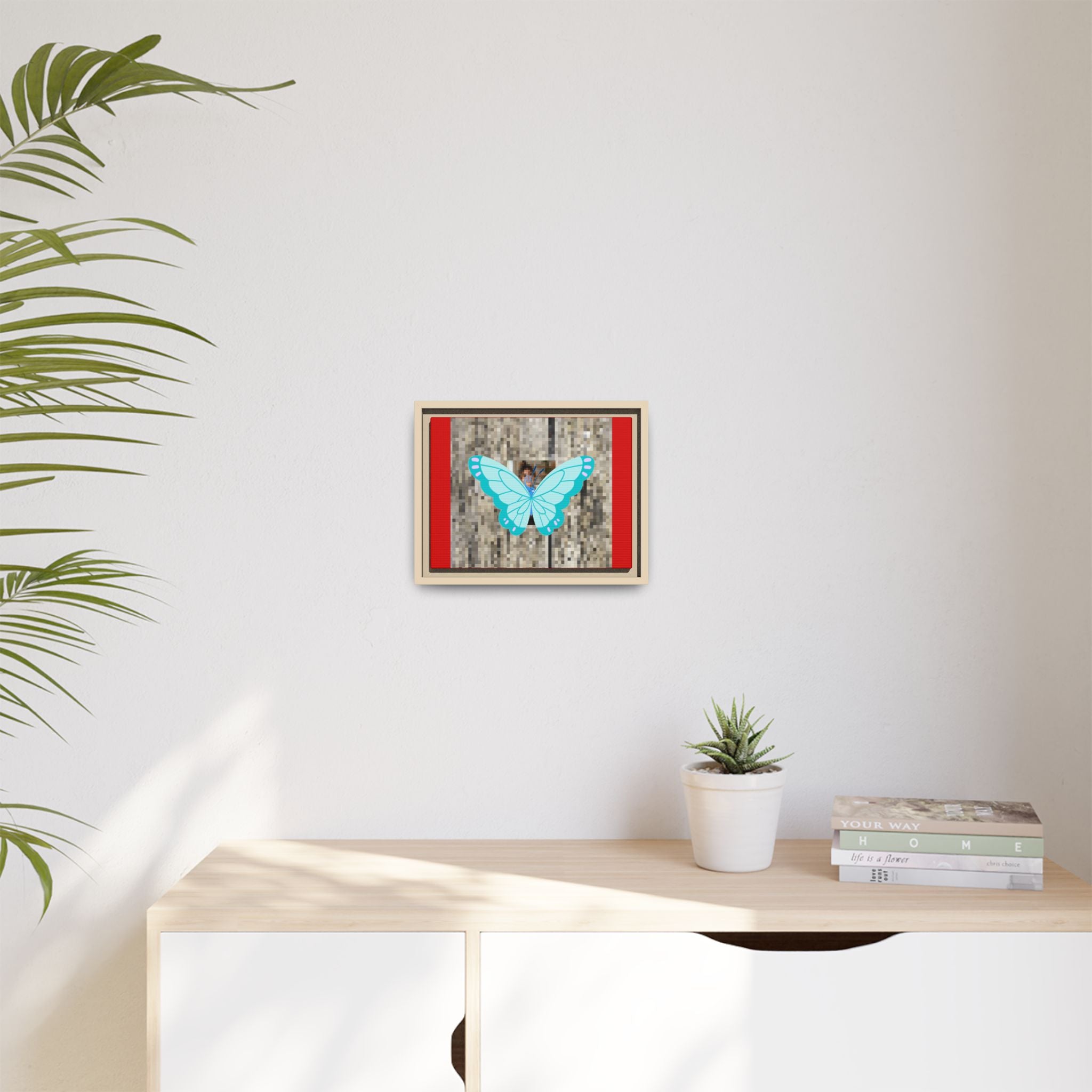 Blue Butterfly Framed Canvas