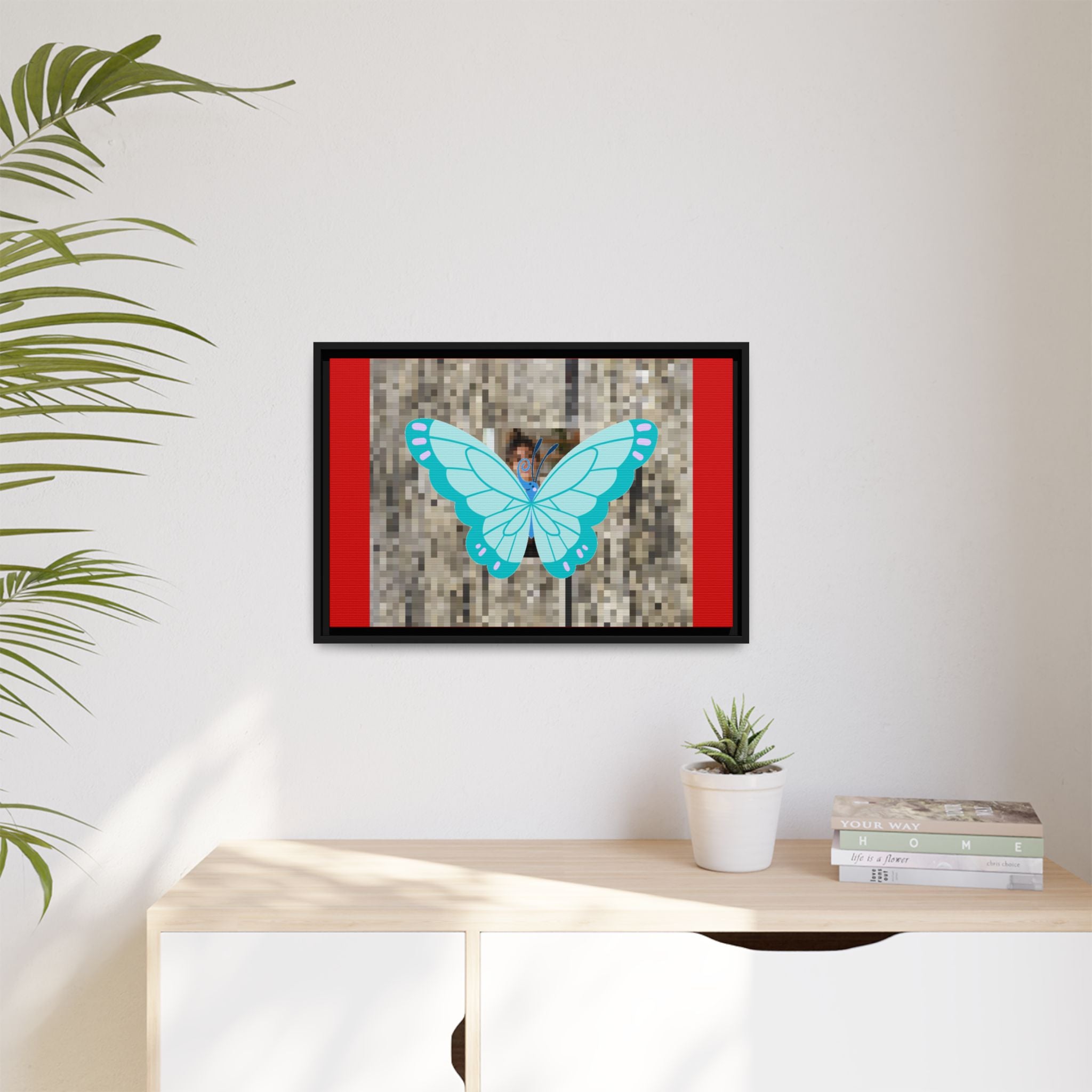 Blue Butterfly Framed Canvas