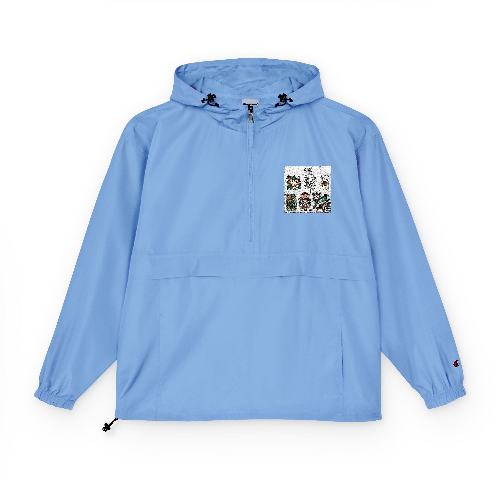 Orange Packable Anorak Jacket with Floral Chest Patch