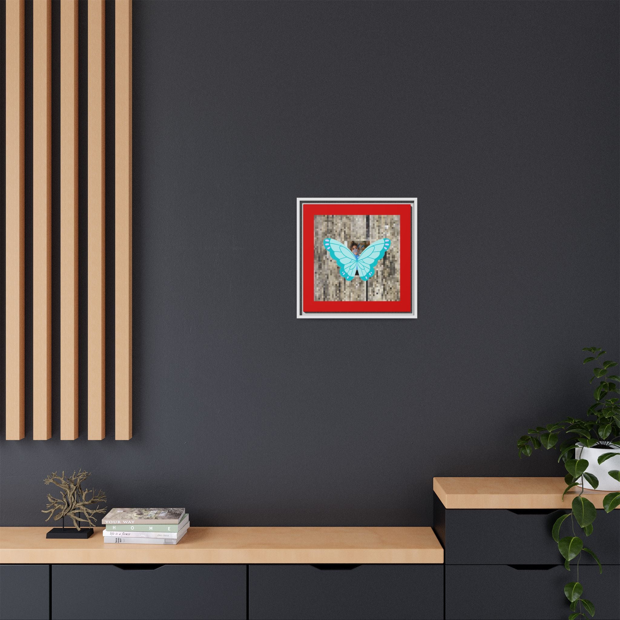Blue Butterfly Framed Canvas
