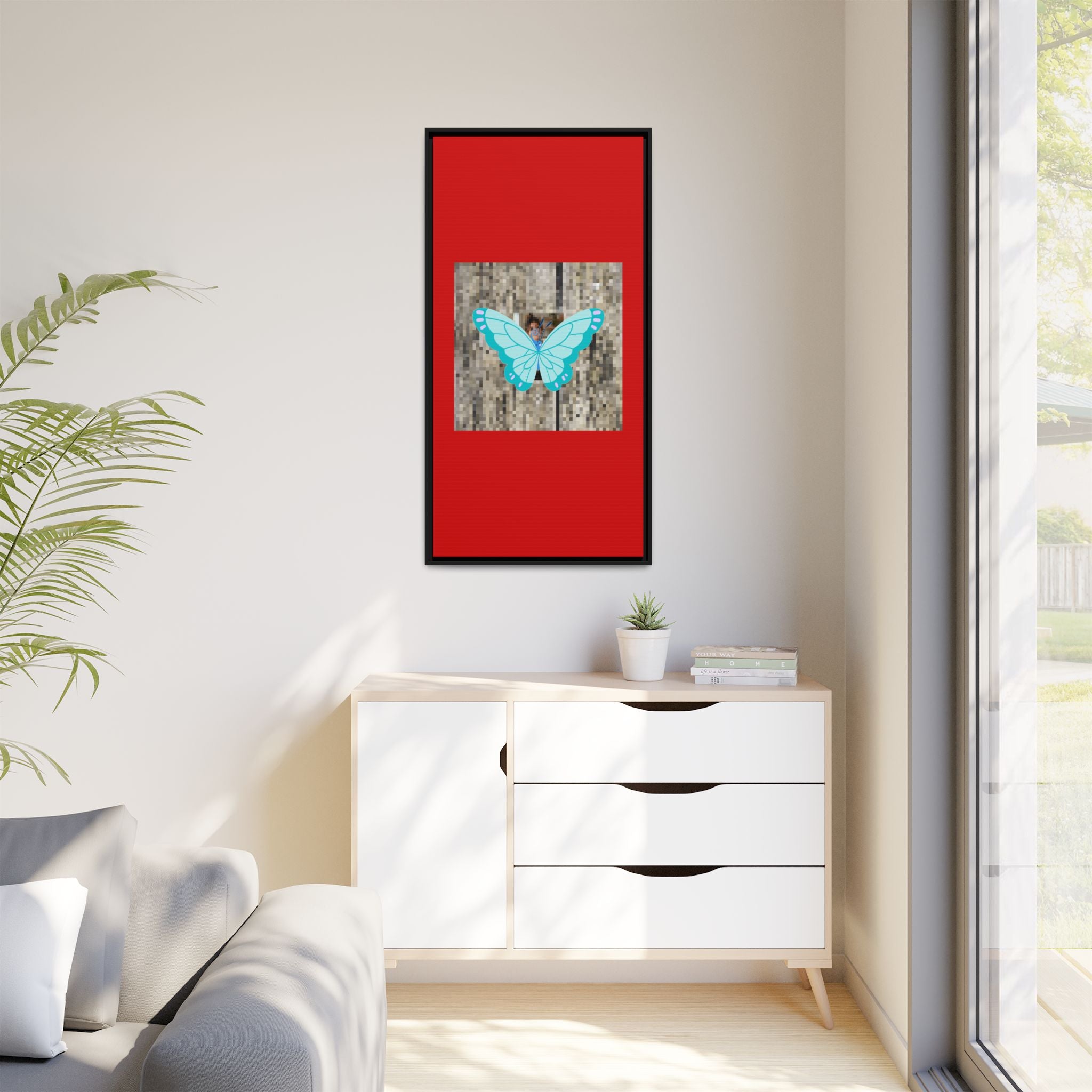 Blue Butterfly Framed Canvas