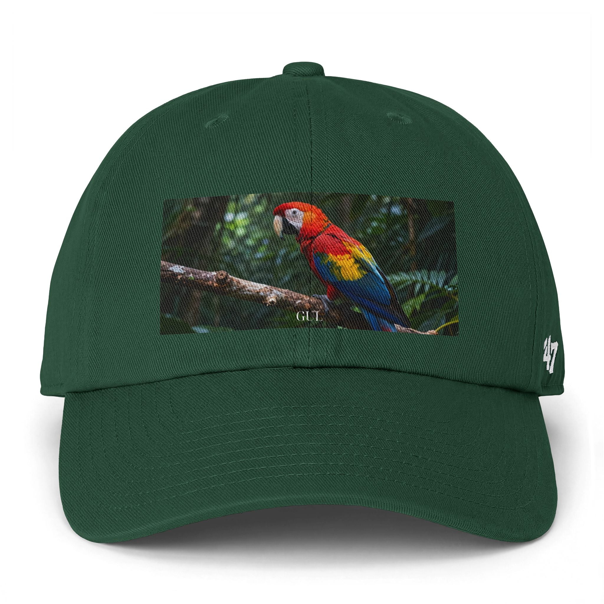 Parrot Print Cap — tropical scarlet macaw baseball hat, gallery view 2, NovaStyle