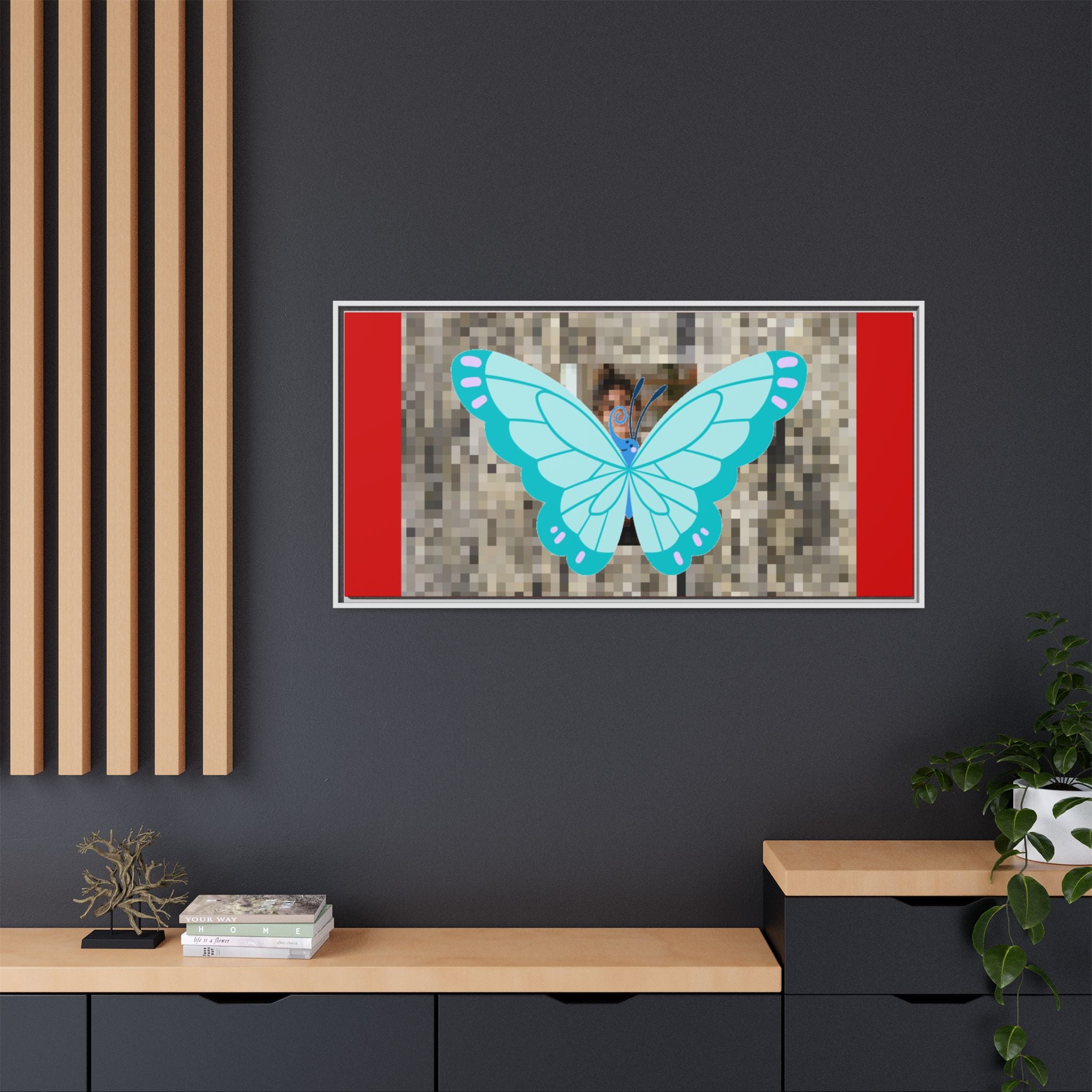 Blue Butterfly Framed Canvas