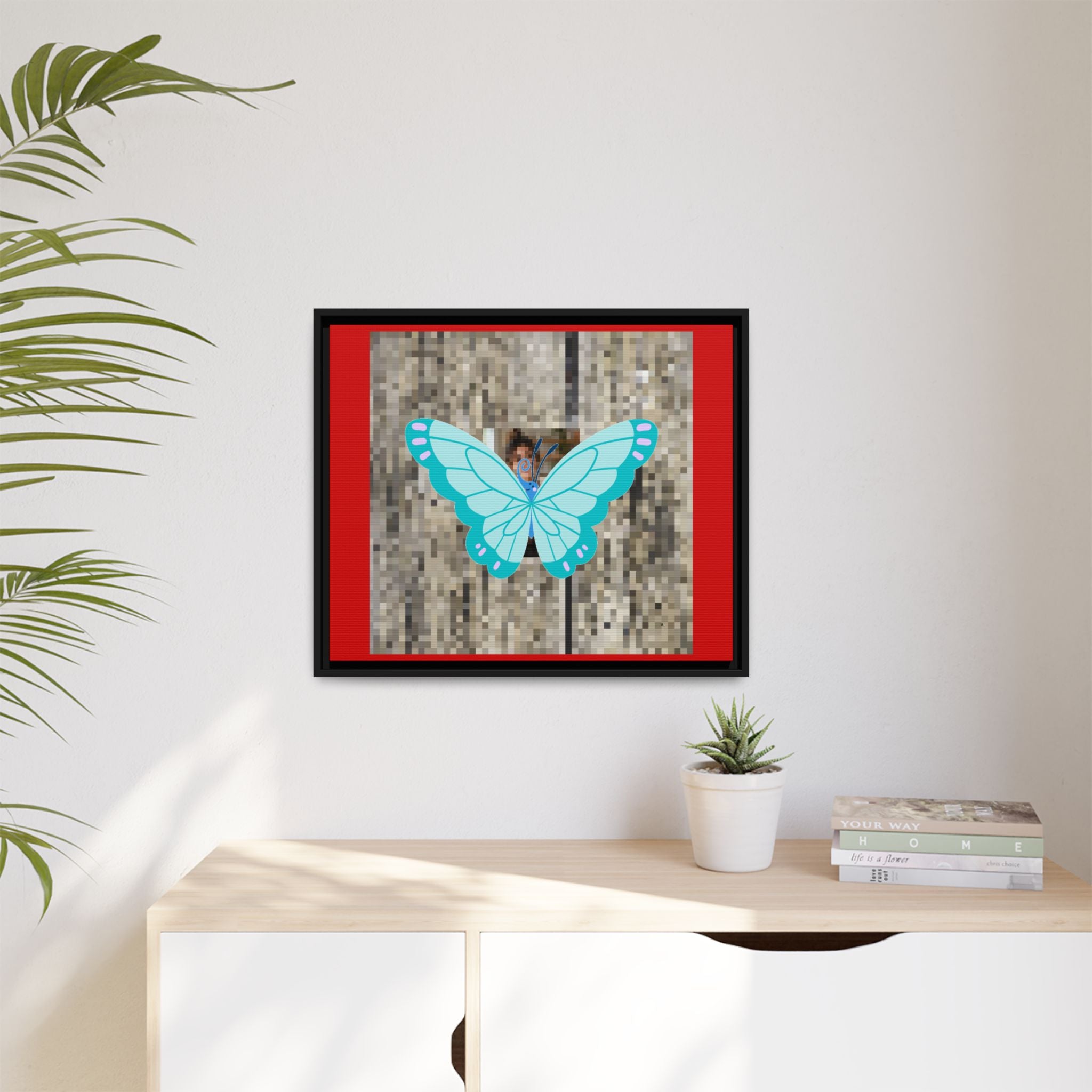 Blue Butterfly Framed Canvas