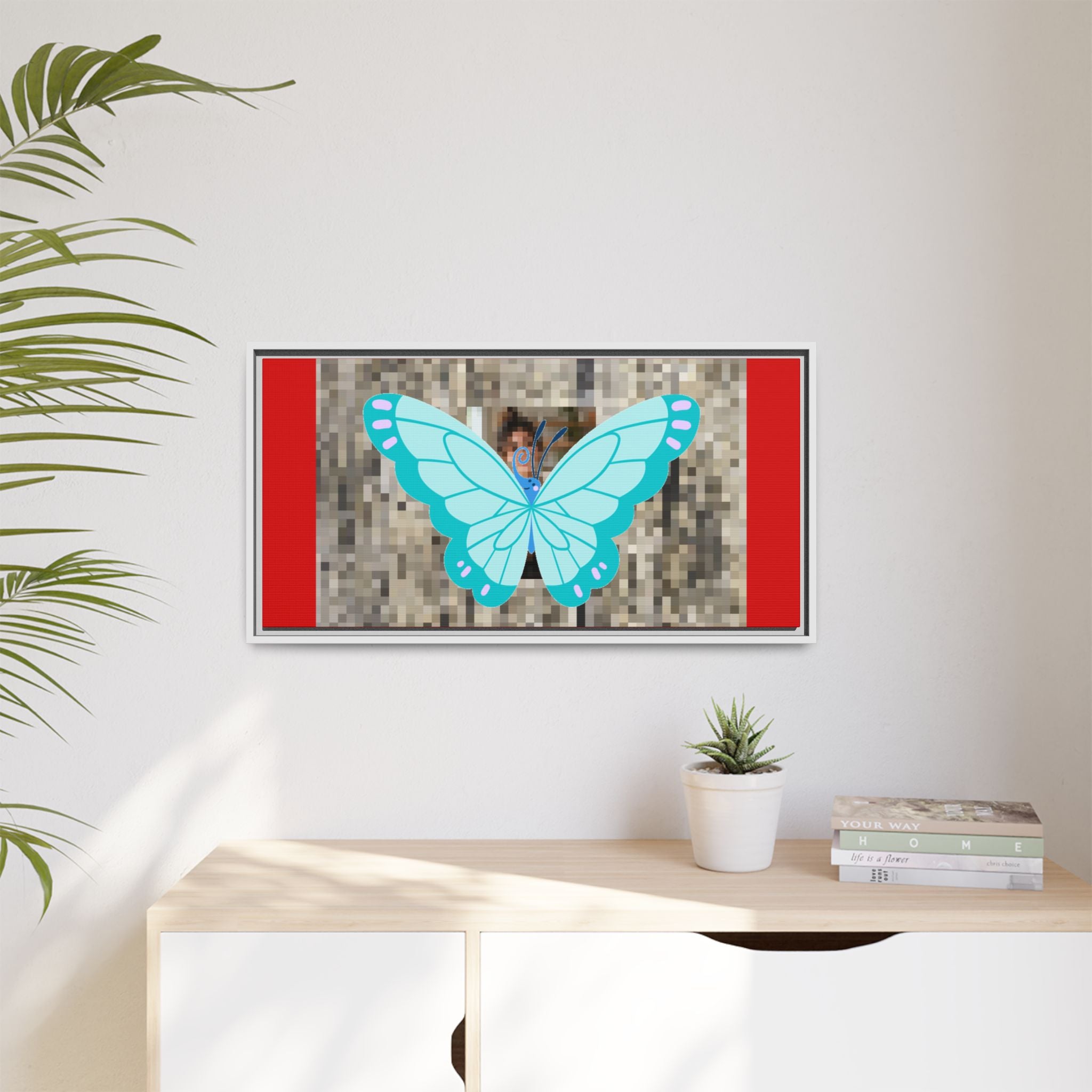 Blue Butterfly Framed Canvas