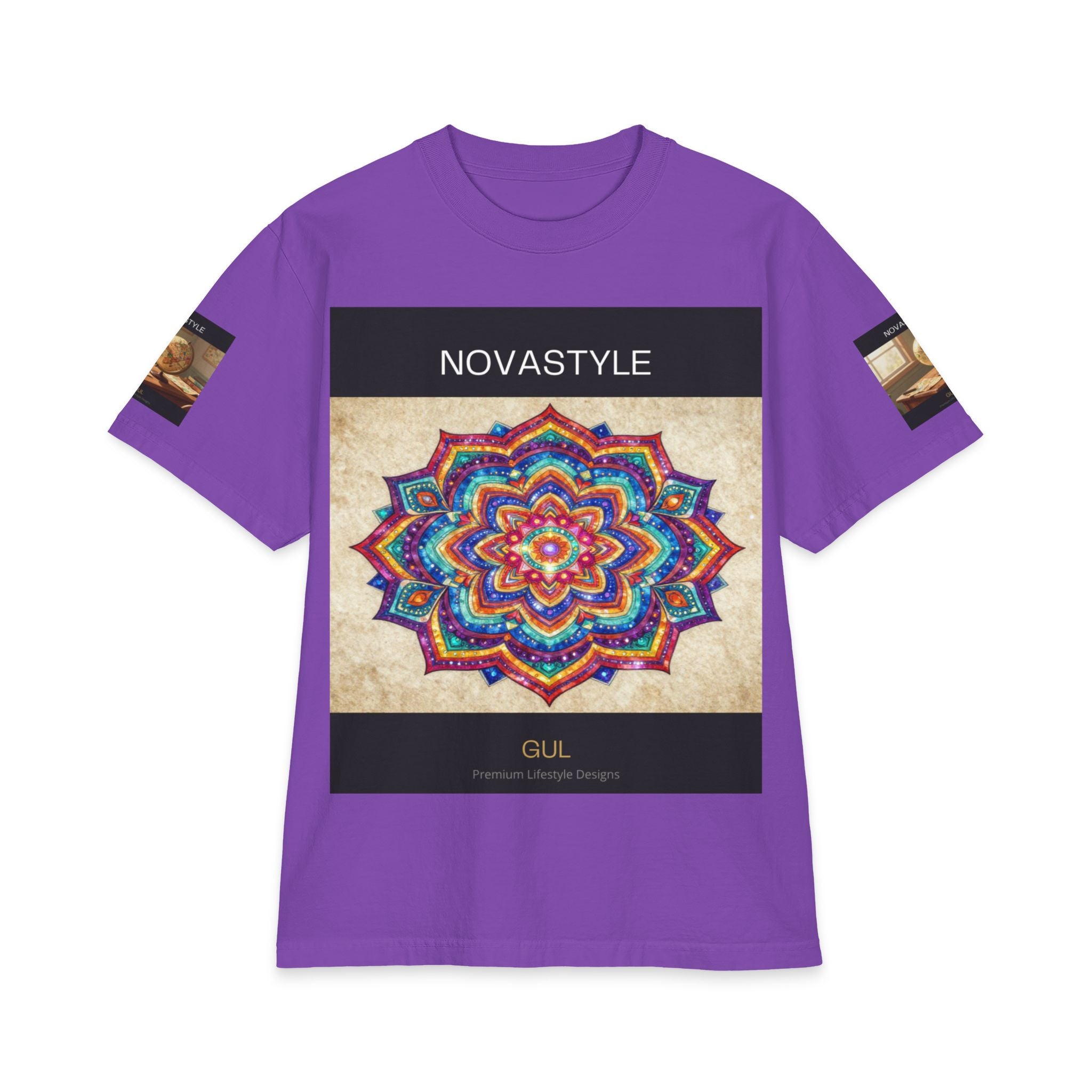 T-Shirt — NOVASTYLE Colorful Mandala & Bonsai Graphic Tee
