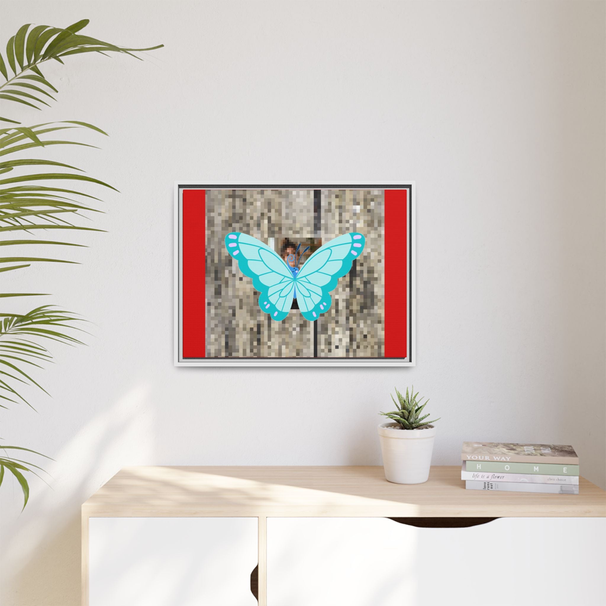 Blue Butterfly Framed Canvas