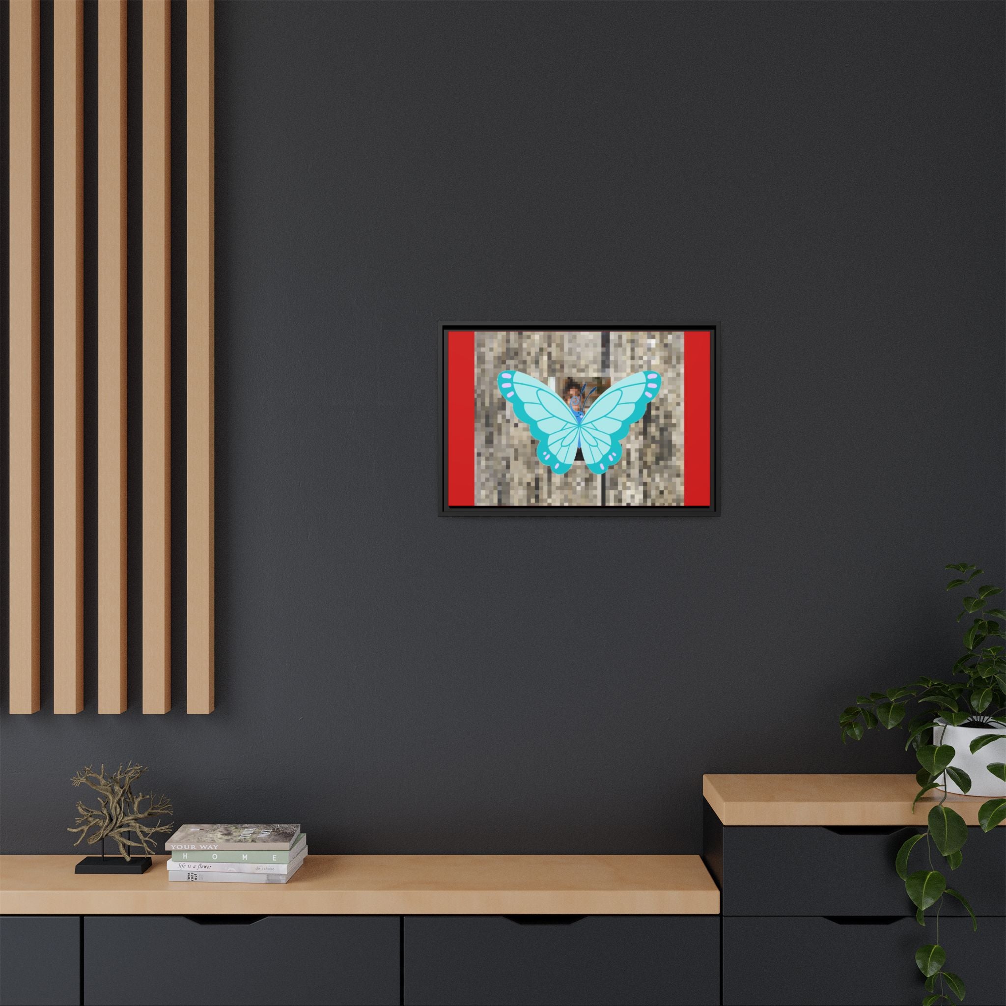 Blue Butterfly Framed Canvas