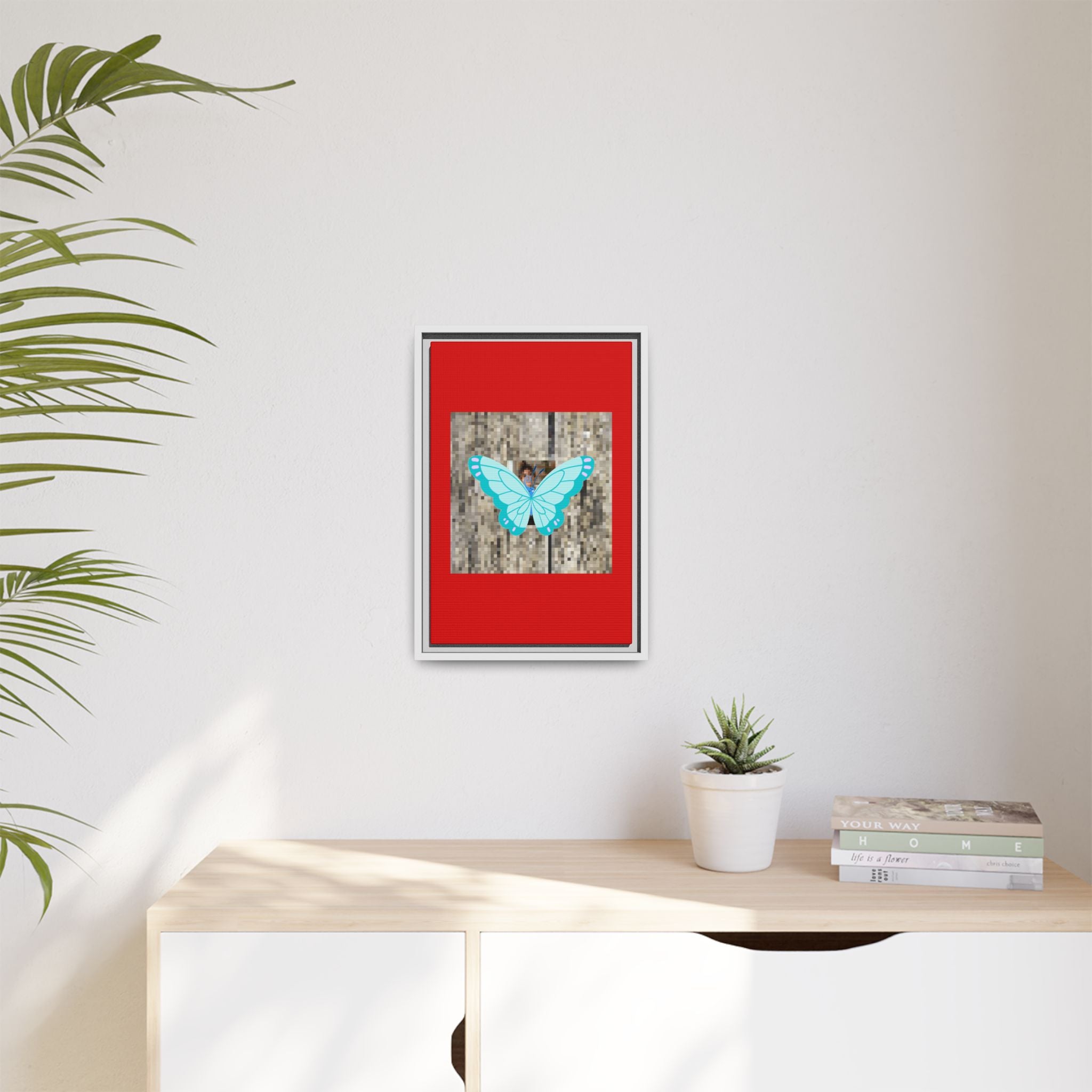 Blue Butterfly Framed Canvas
