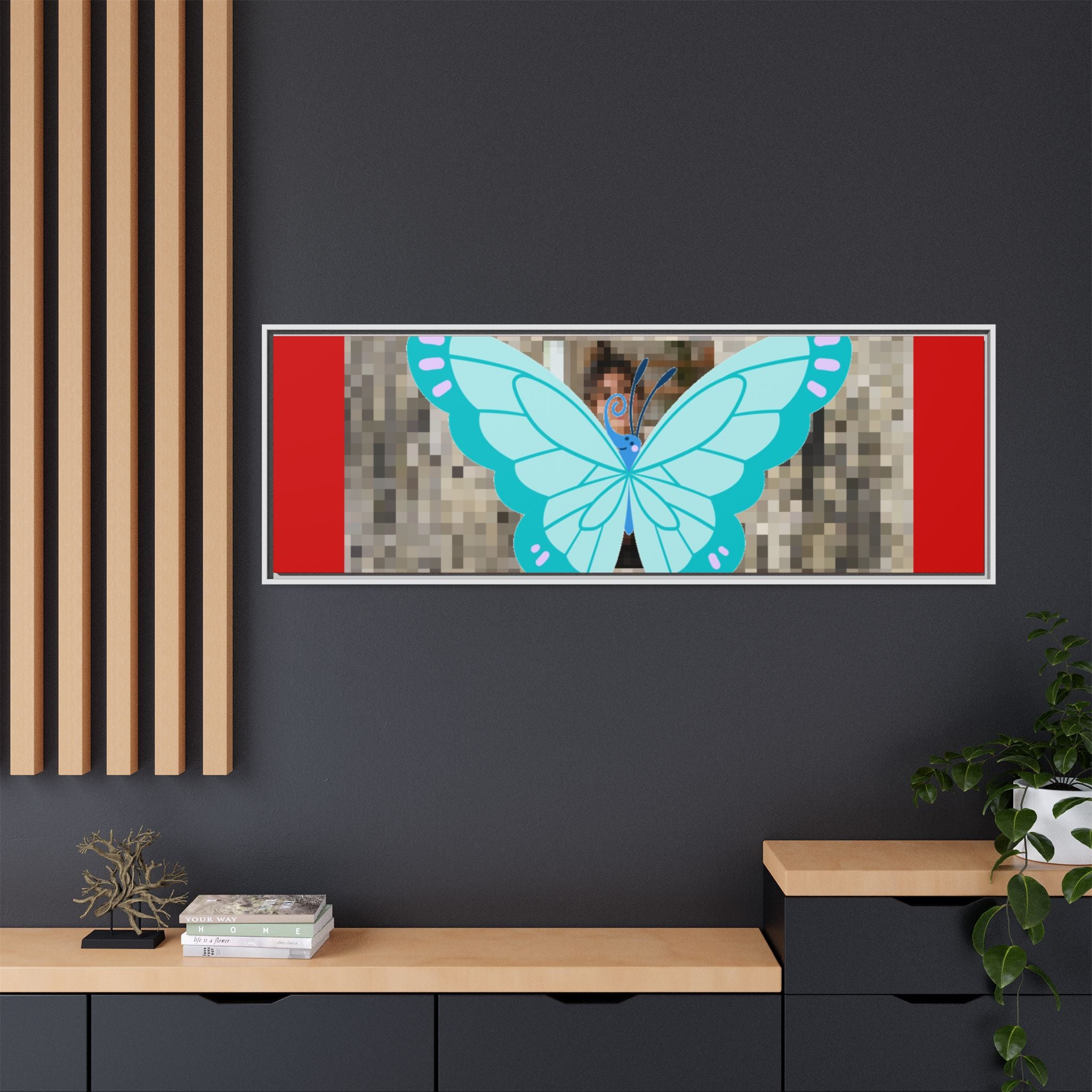Blue Butterfly Framed Canvas