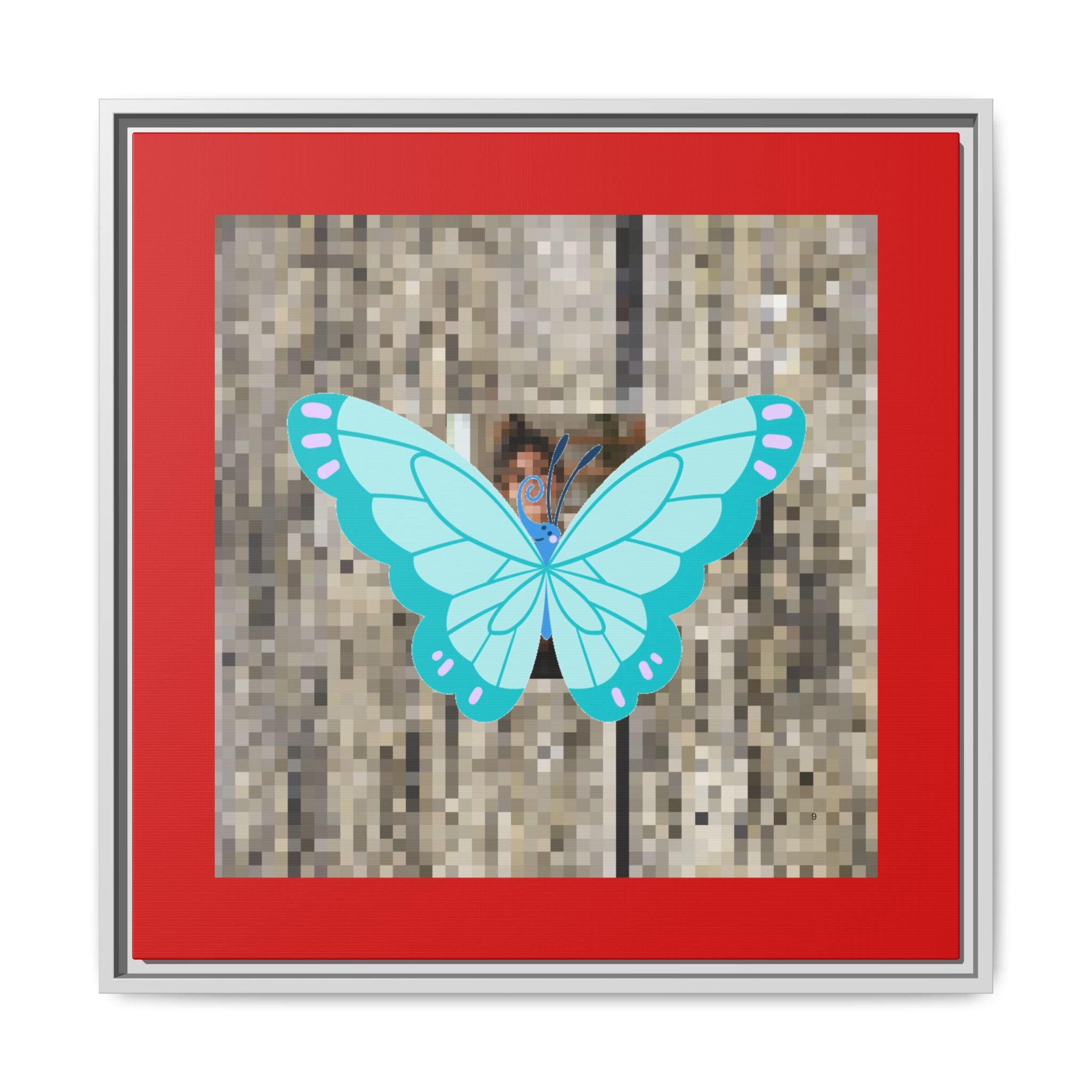 Blue Butterfly Framed Canvas Art — side angle