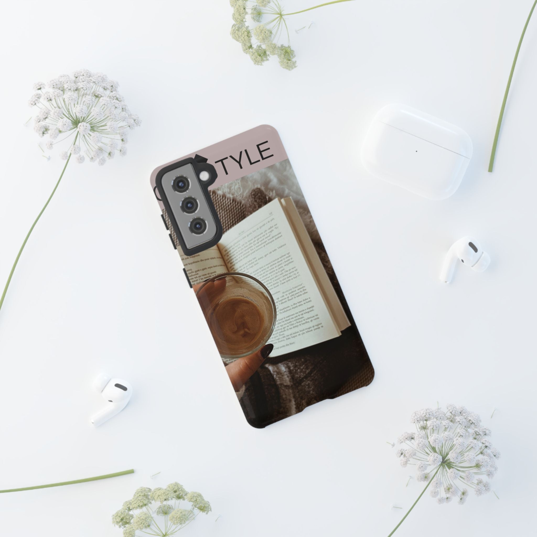 Cozy Reading Phone Case — Coffee & Book Protective Cover