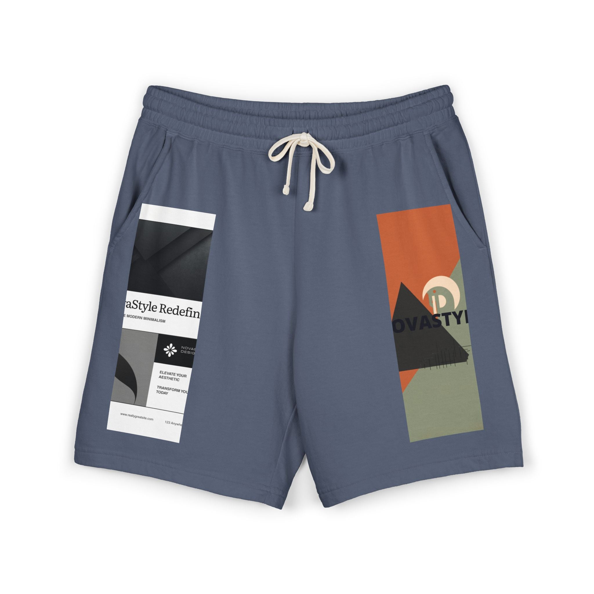 Graphic Fleece Sweat Shorts β Minimal Abstract Panel Design