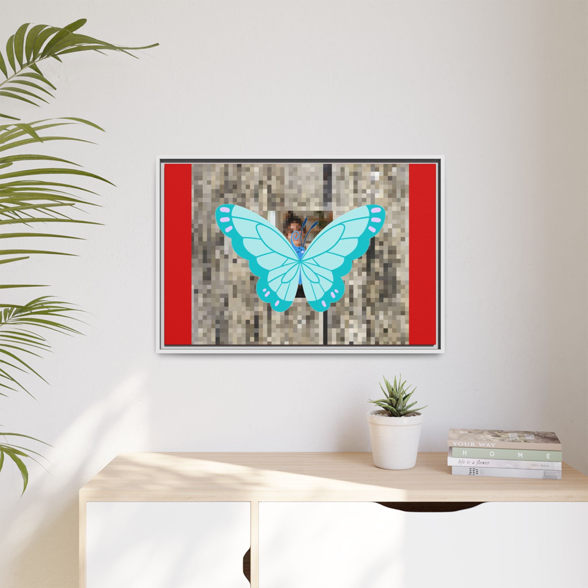 Blue Butterfly Framed Canvas