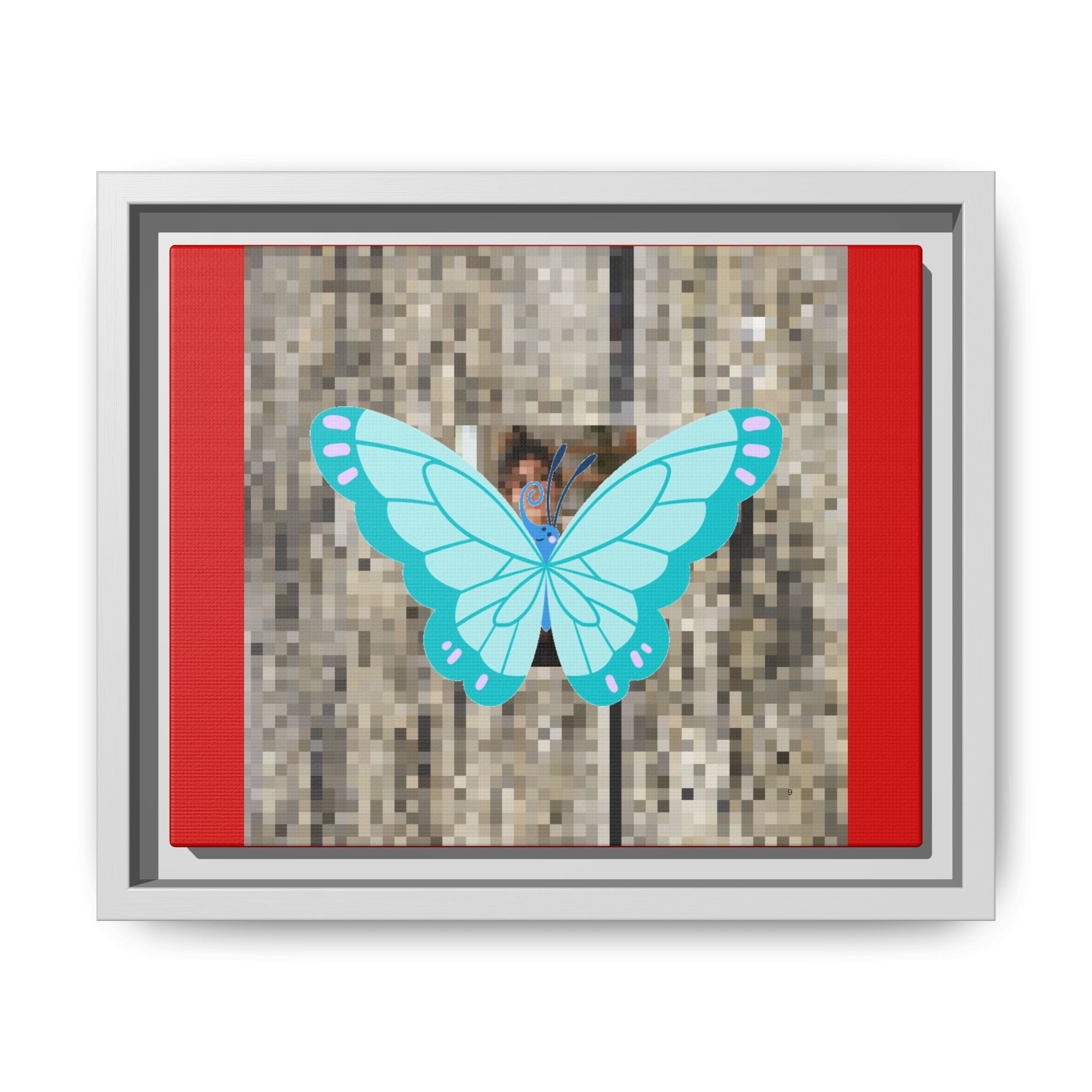 Blue Butterfly Framed Canvas Art — close-up print detail