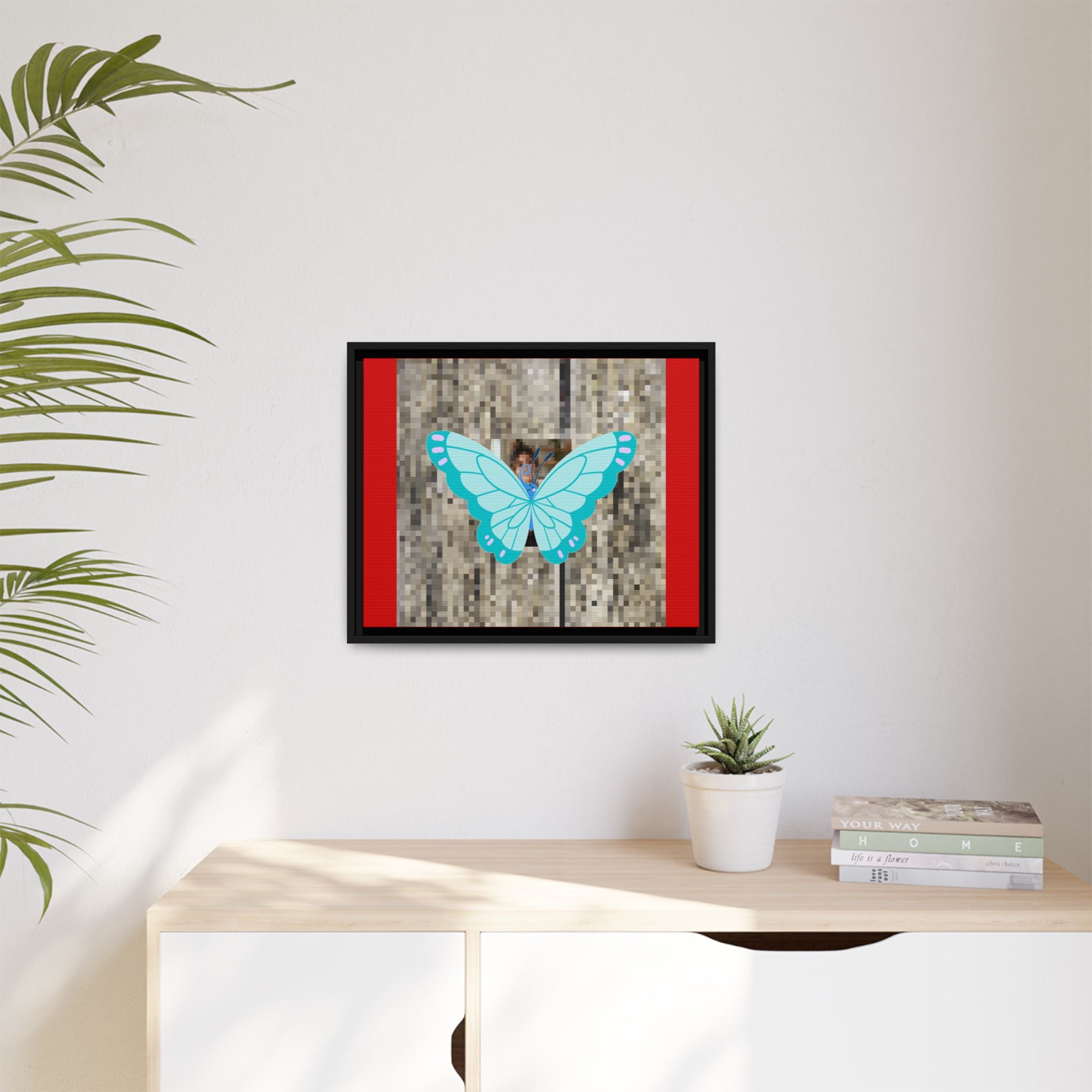 Blue Butterfly Framed Canvas