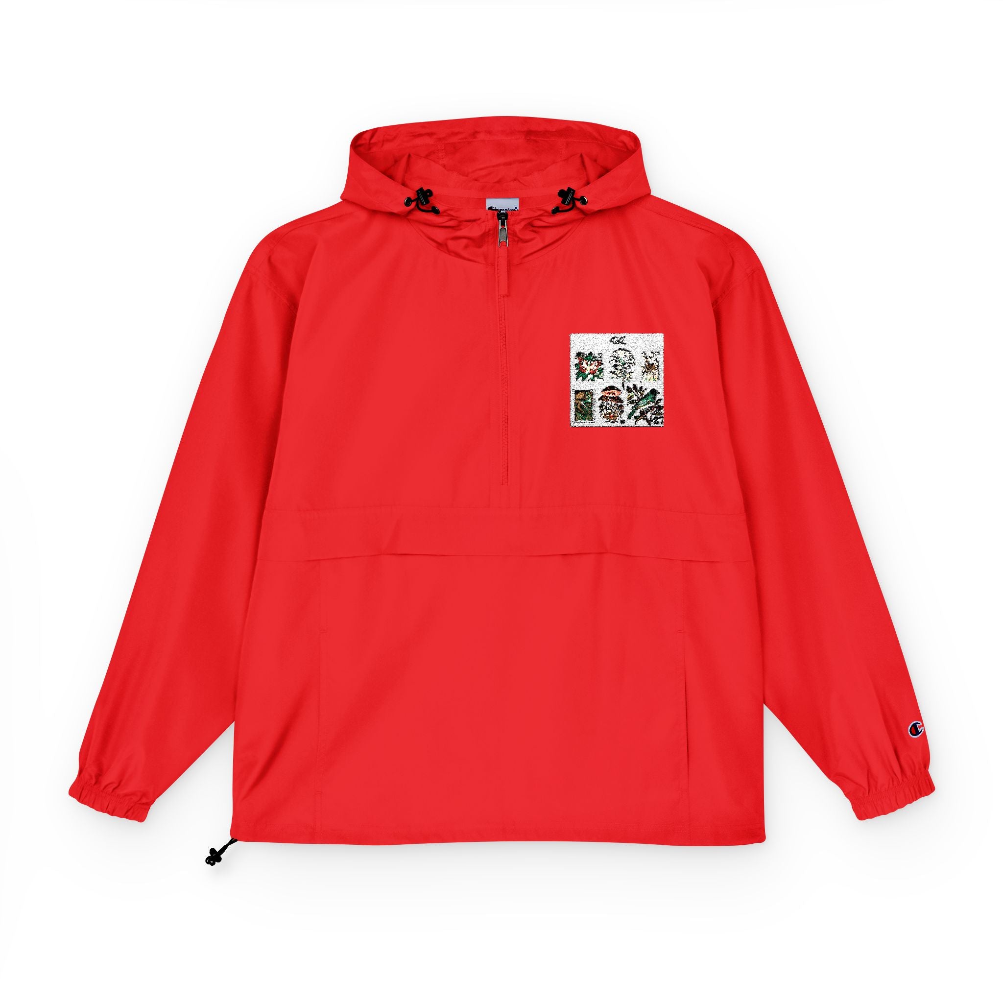Orange Packable Anorak Jacket with Floral Chest Patch