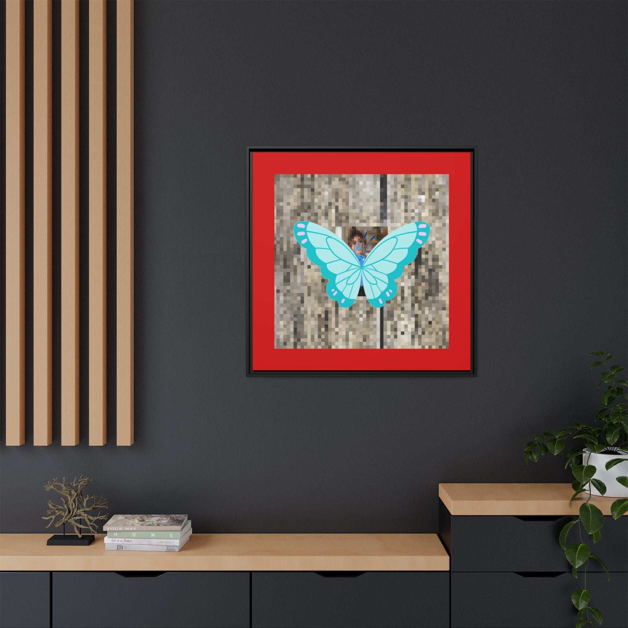 Blue Butterfly Framed Canvas