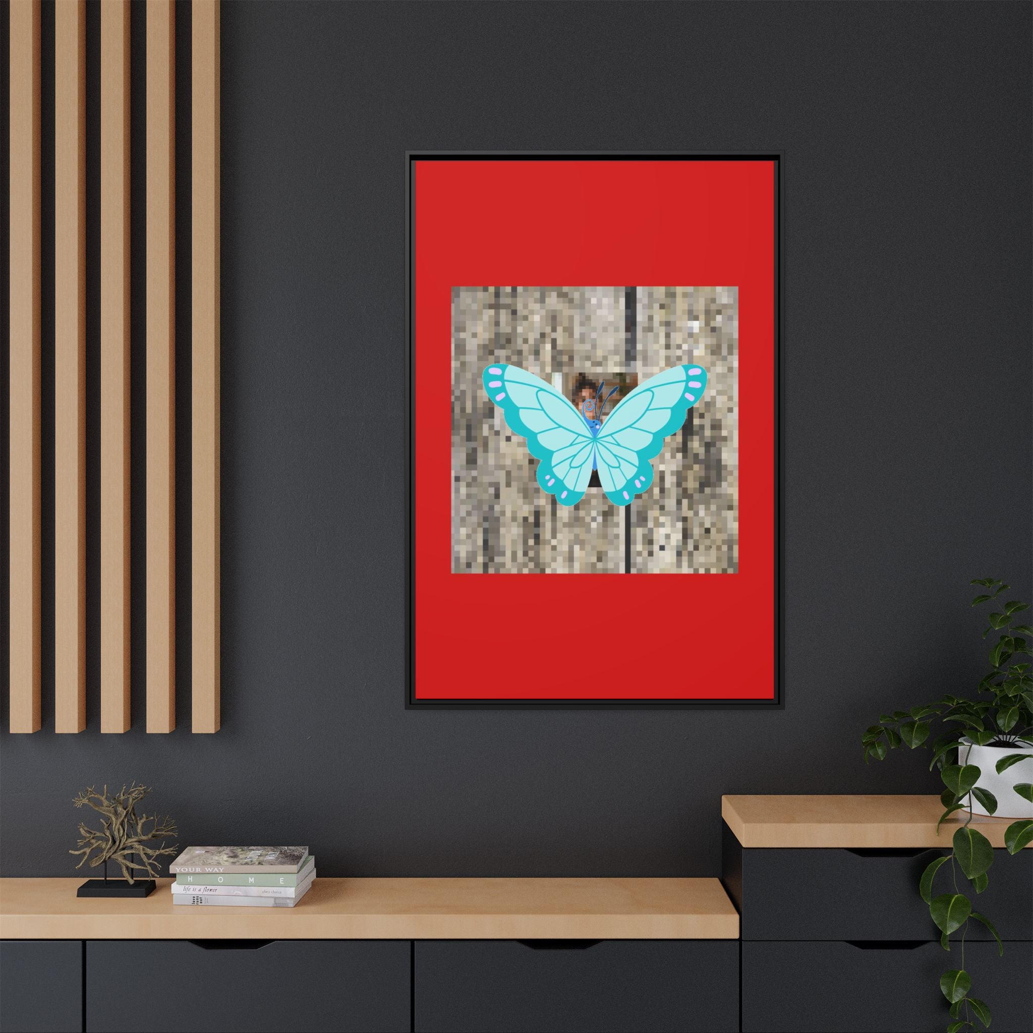 Blue Butterfly Framed Canvas